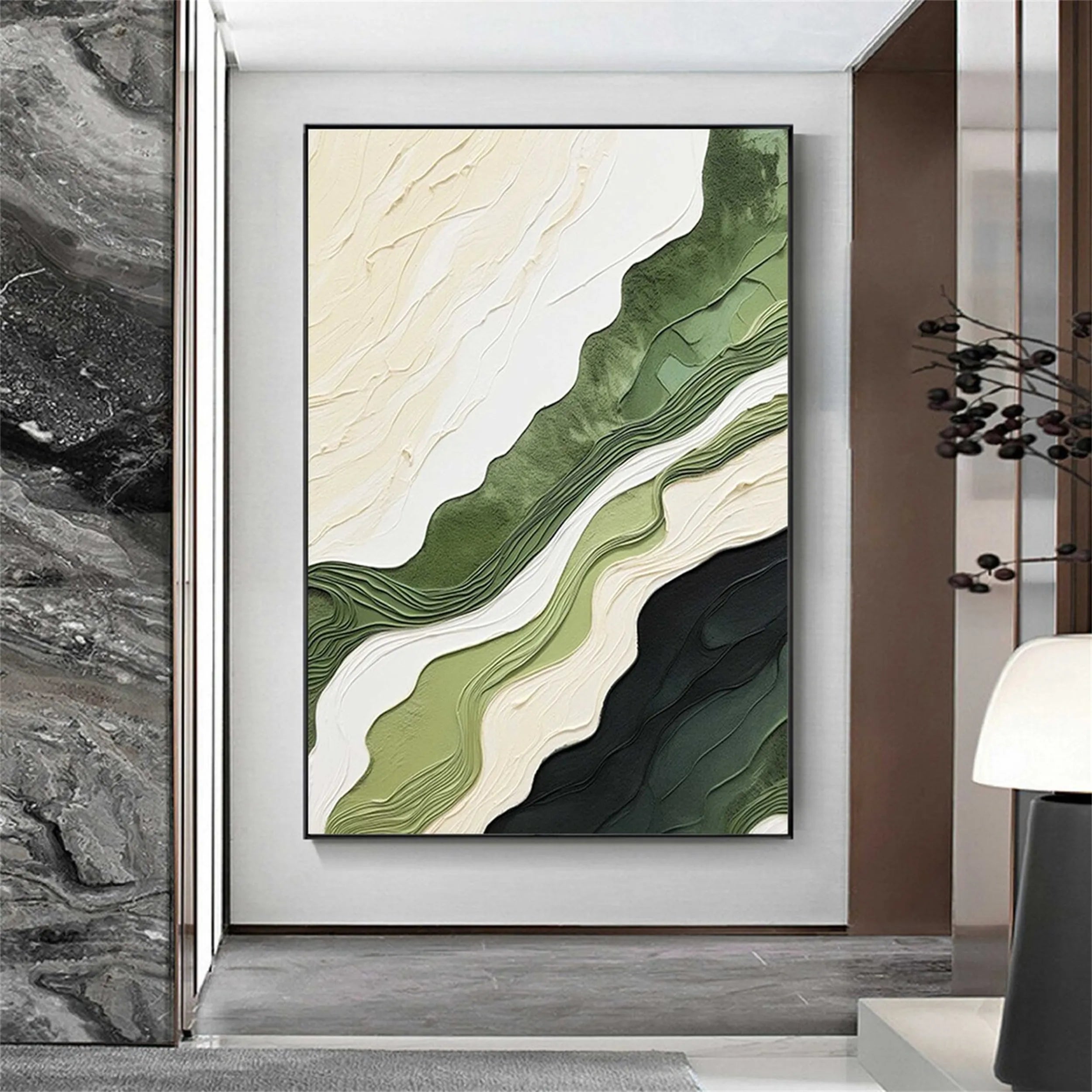 Green Textured Minimalist Wall Art #GT021