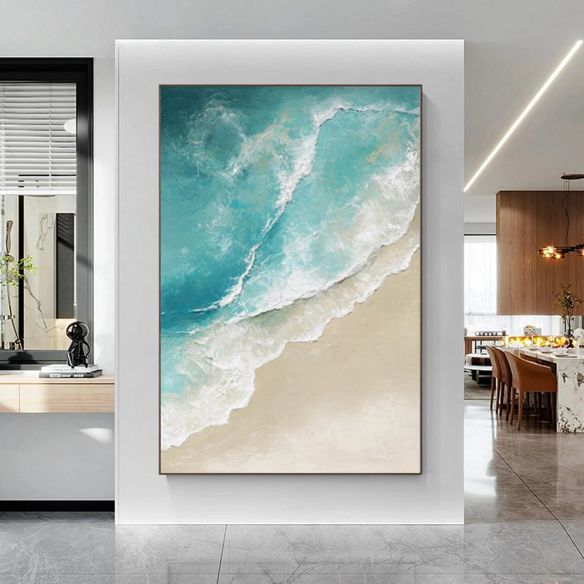 Sky And Ocean Abstract Textured Wall Art #SO294