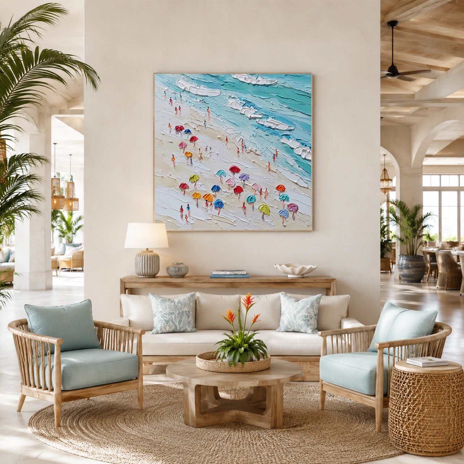 Sky And Ocean Abstract Textured Wall Art #SO425