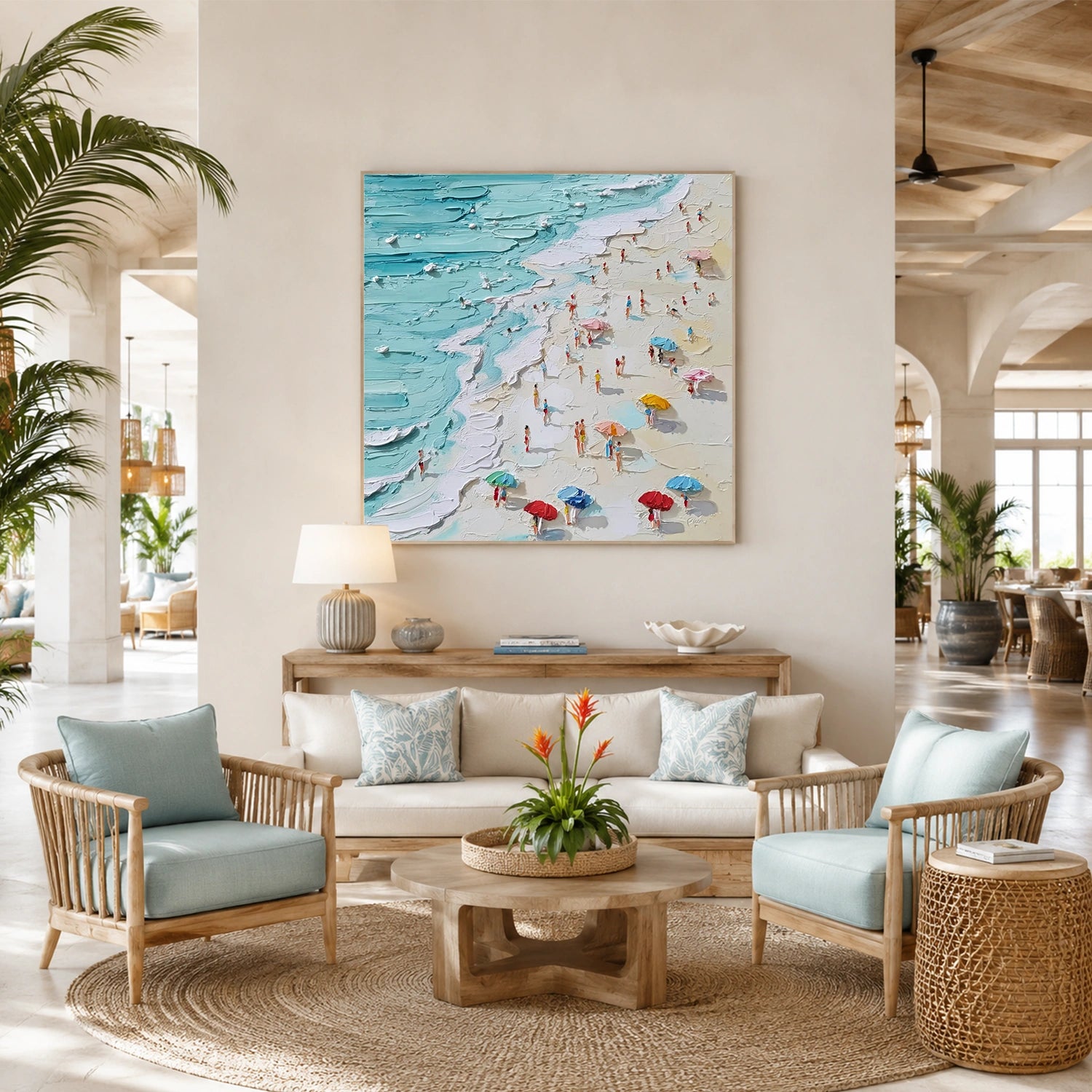 Sky And Ocean Abstract Textured Wall Art #SO427