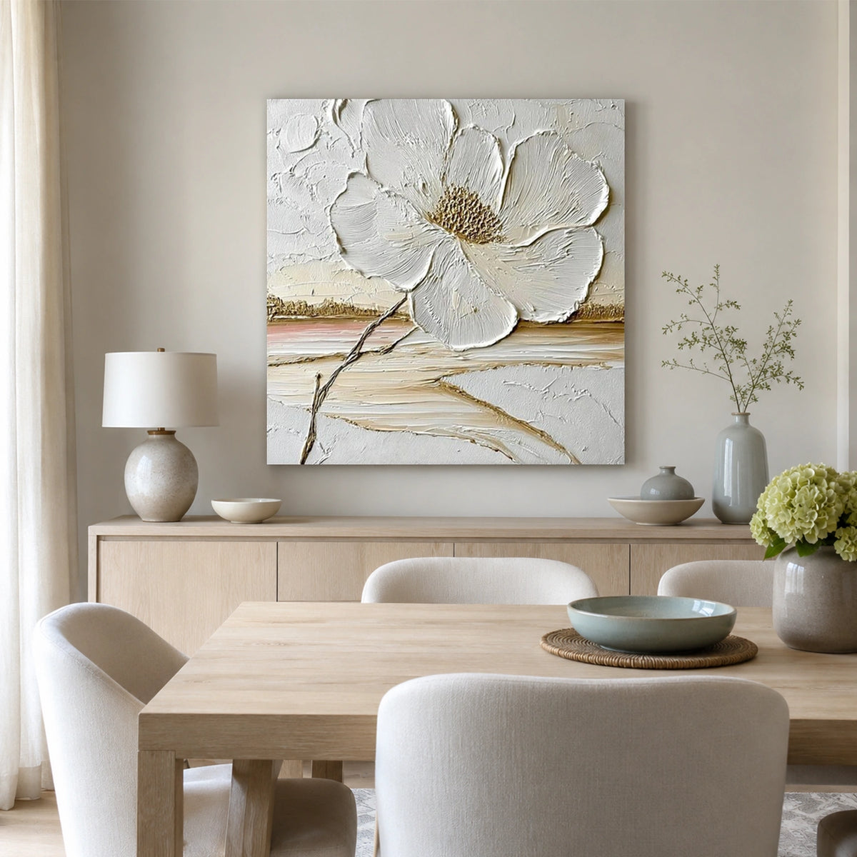 Tree And Flower Abstract Textured Wall Art #TF223