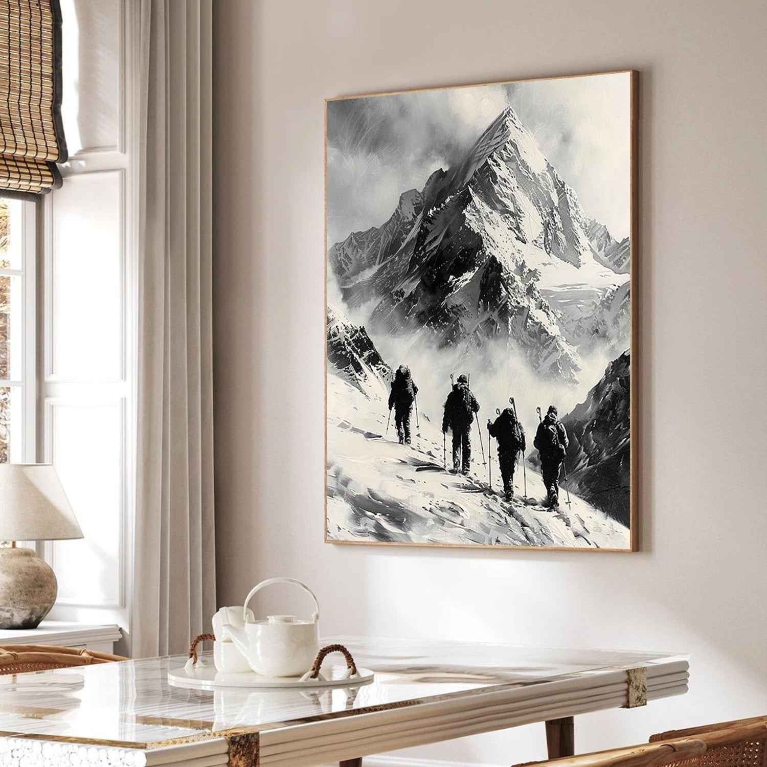 Black and White Minimalist Mountain Textured Wall Art #WT223