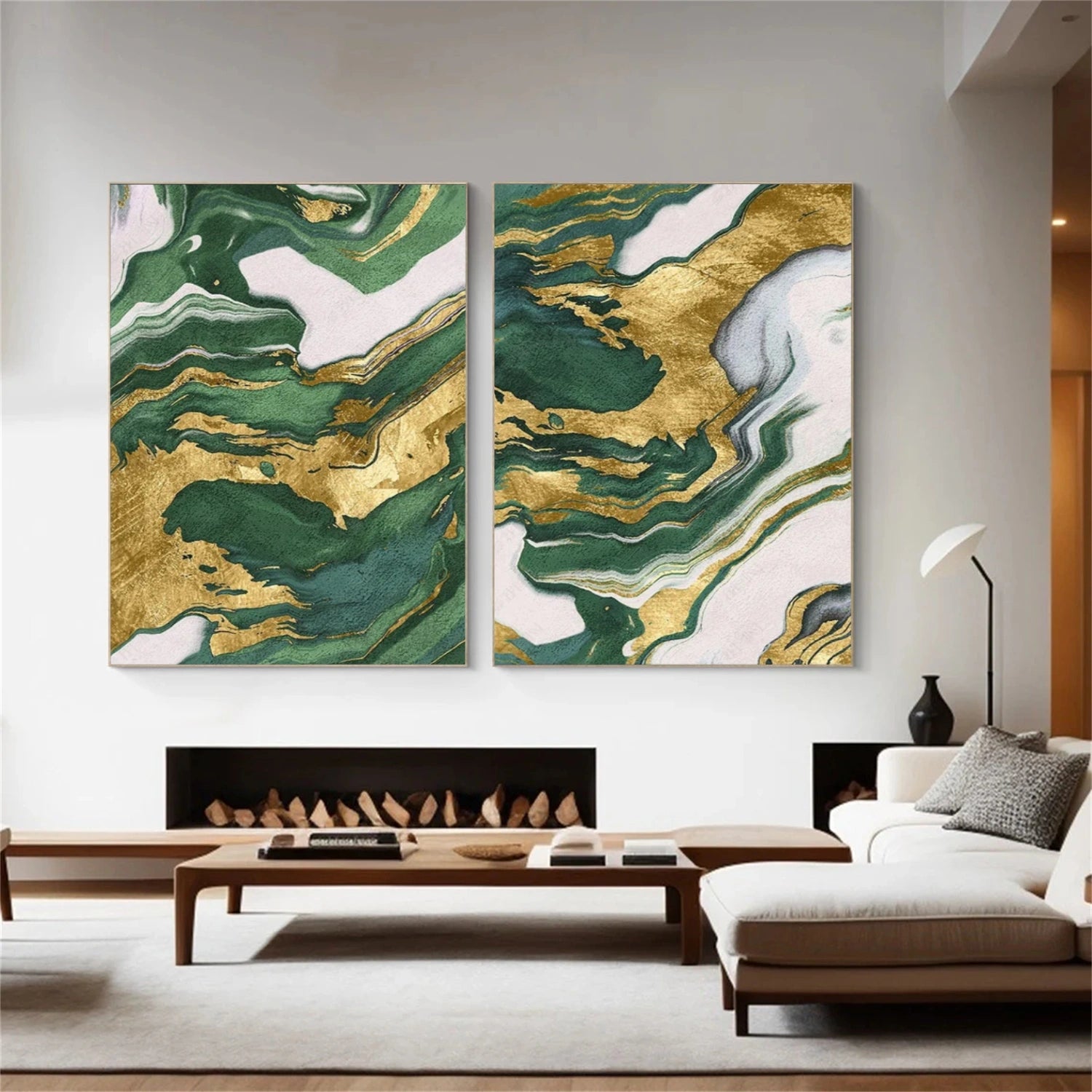 Green Abstract Wall Art Set of 2 #AW175