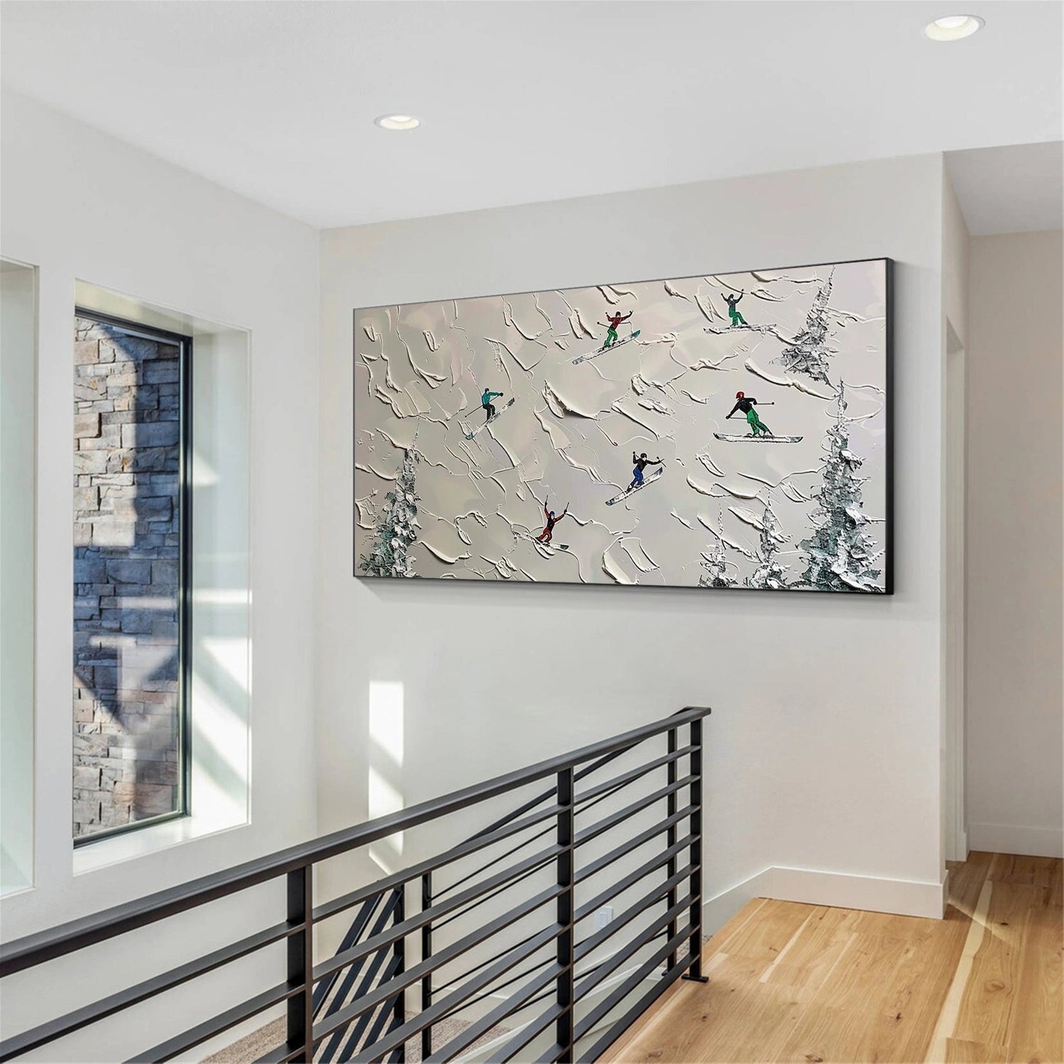 Skiing Sport Textured Wall Art #BA051