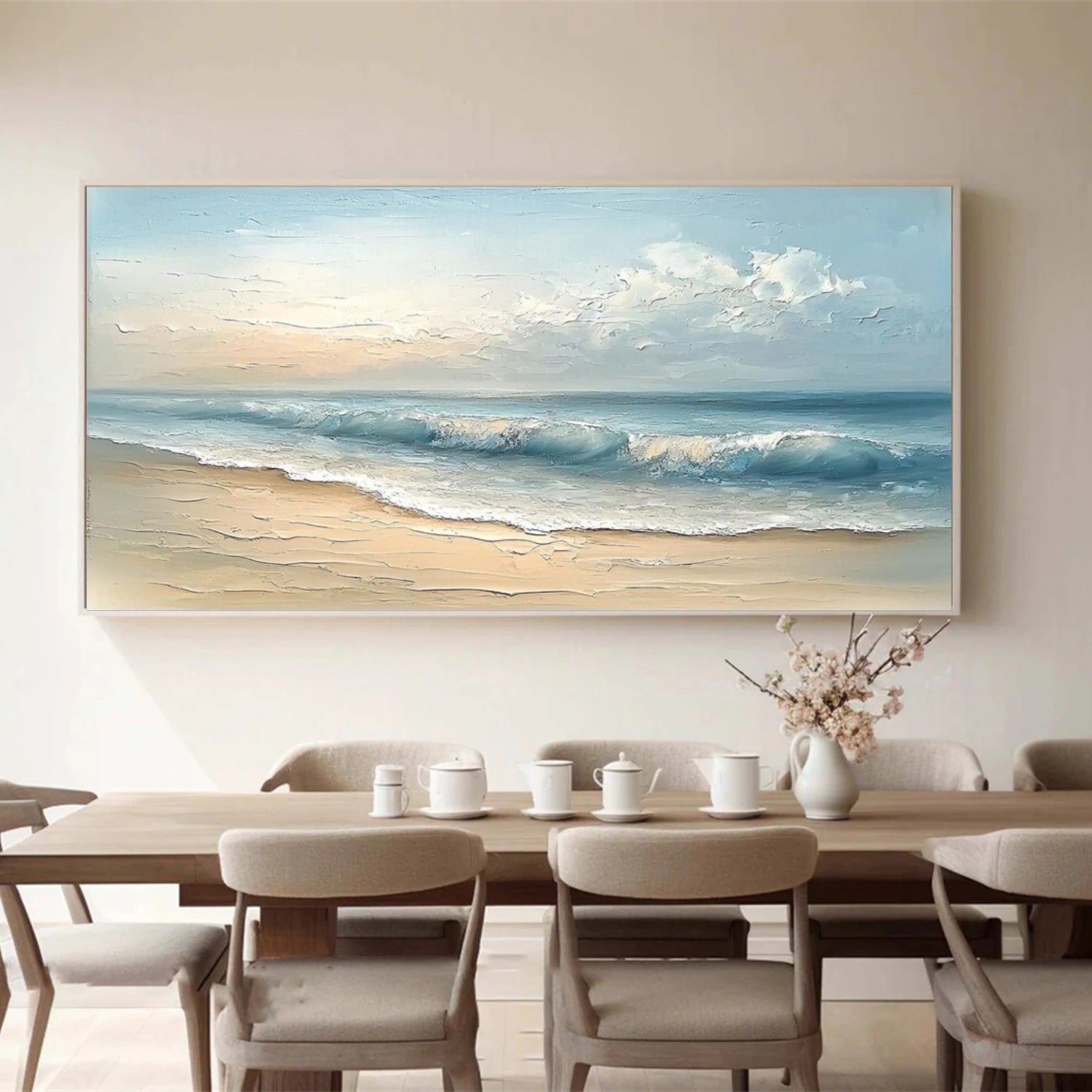 Sky And Ocean Abstract Textured Wall Art #SO348