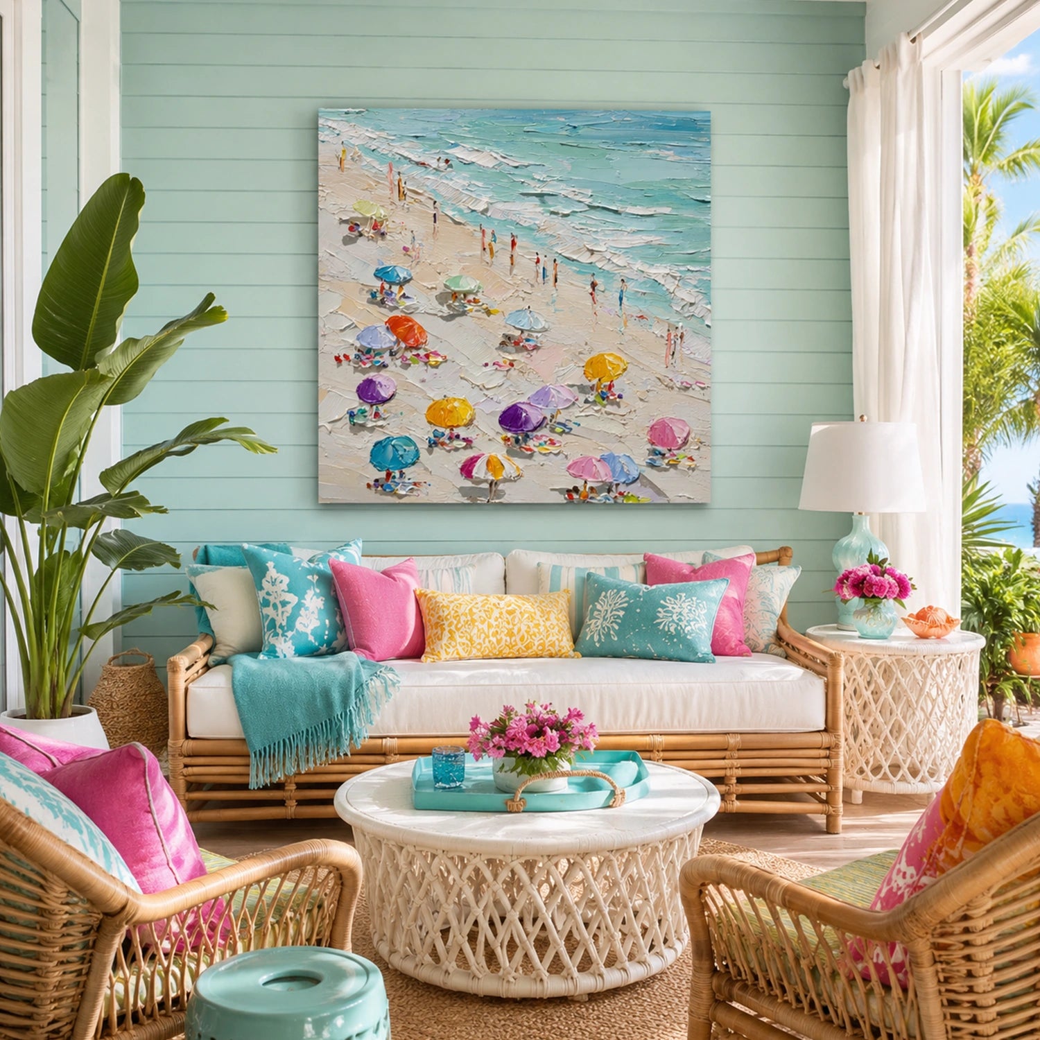 Sky And Ocean Abstract Textured Wall Art #SO422
