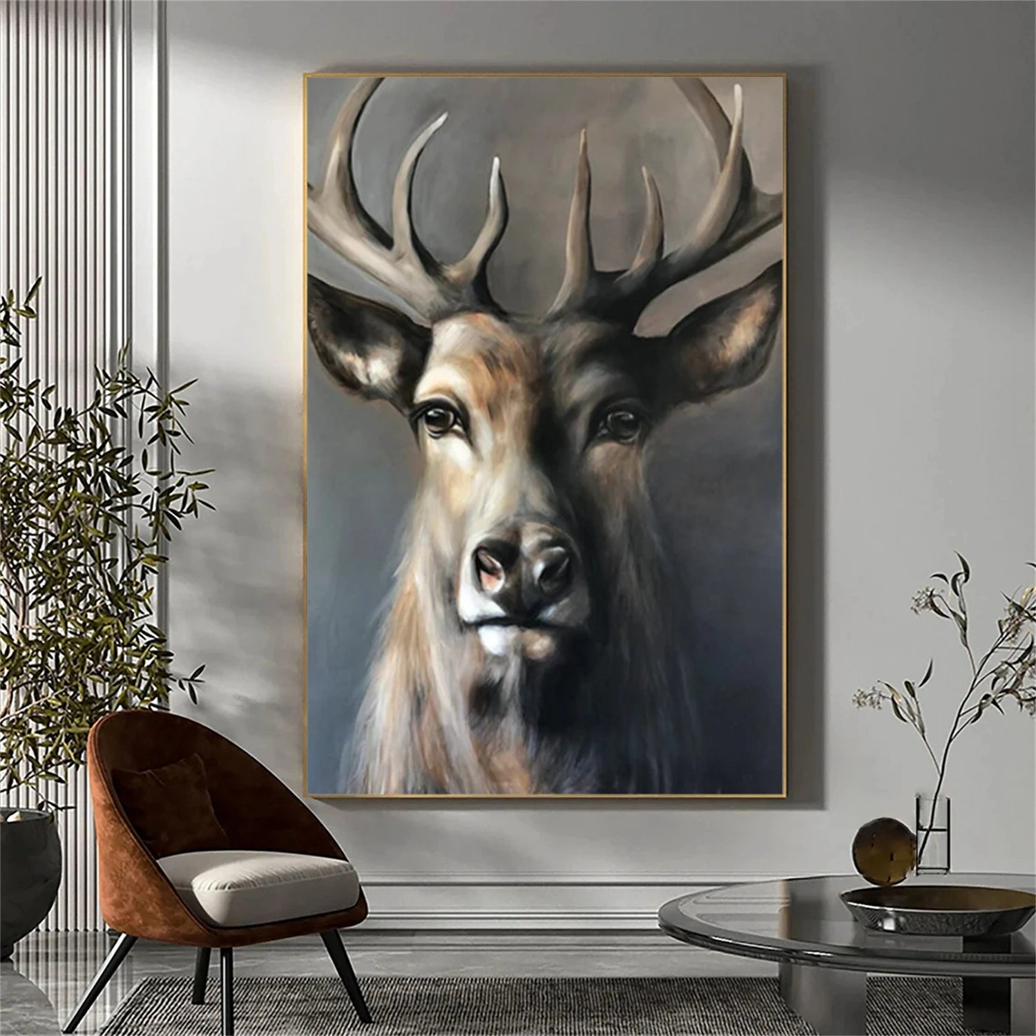 Abstract Animal Art Red Deer Wall Art #AT052