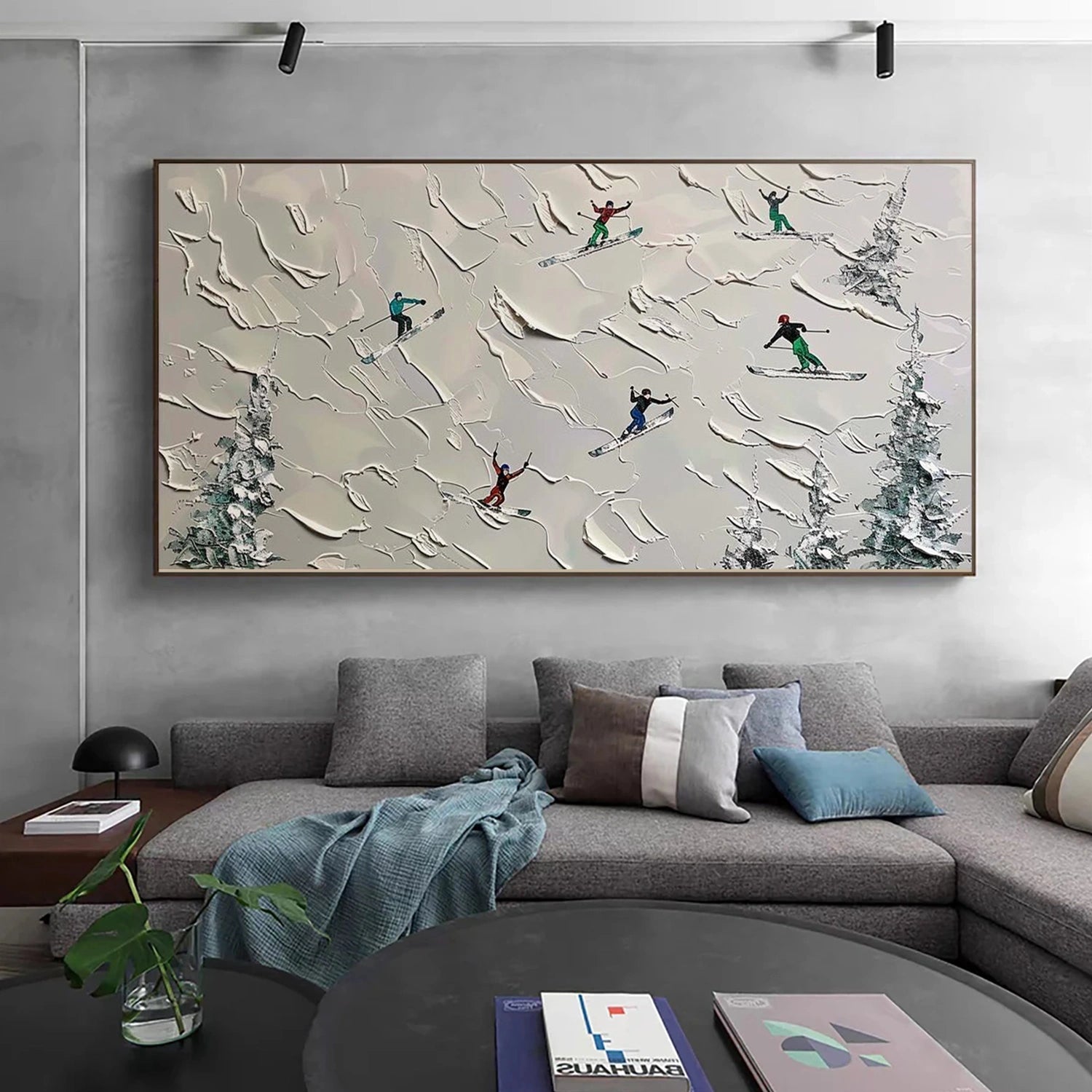 Skiing Sport Textured Wall Art #BA051