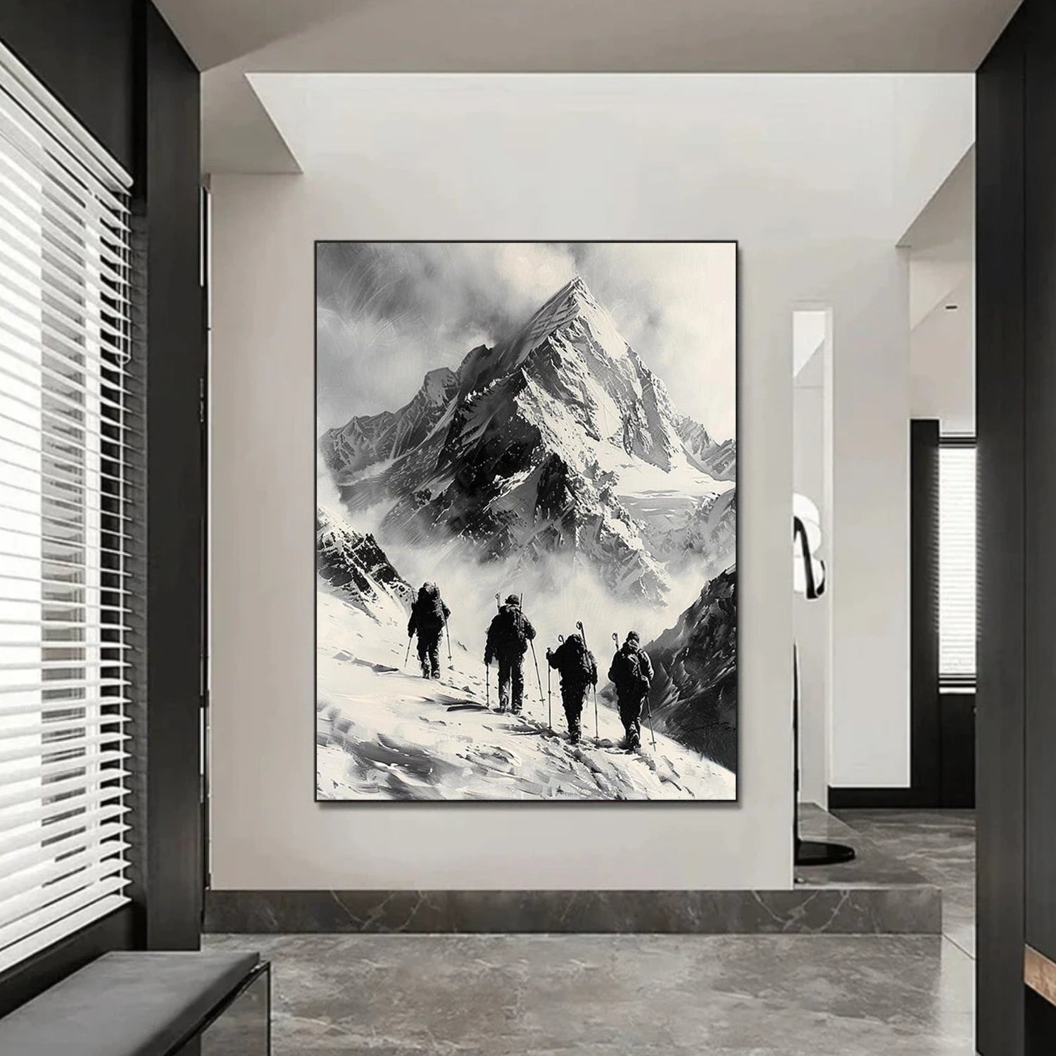 Black and White Minimalist Mountain Textured Wall Art #WT223