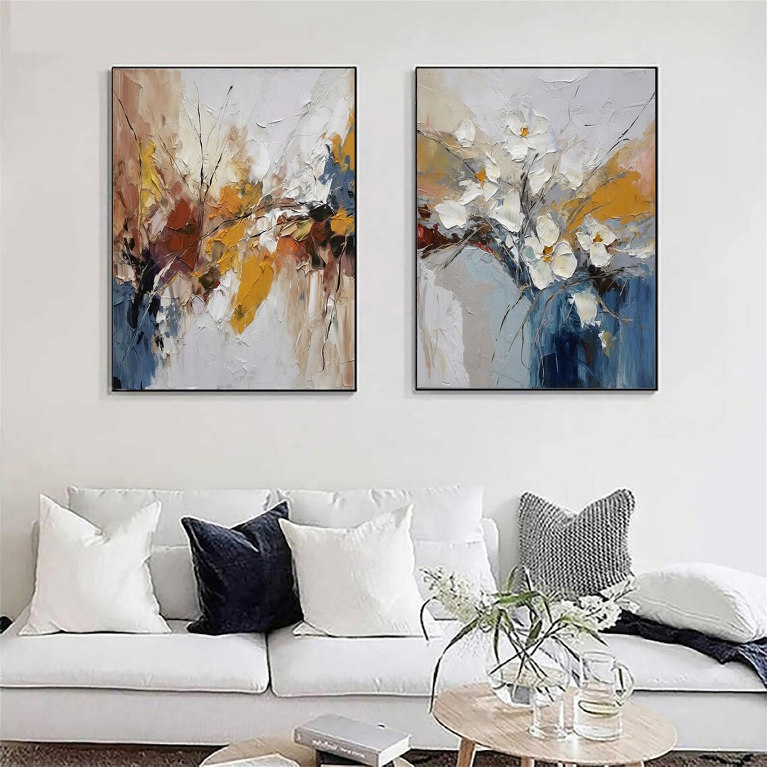 Colorful Tree And Flower Painting Set of 2 #TF013
