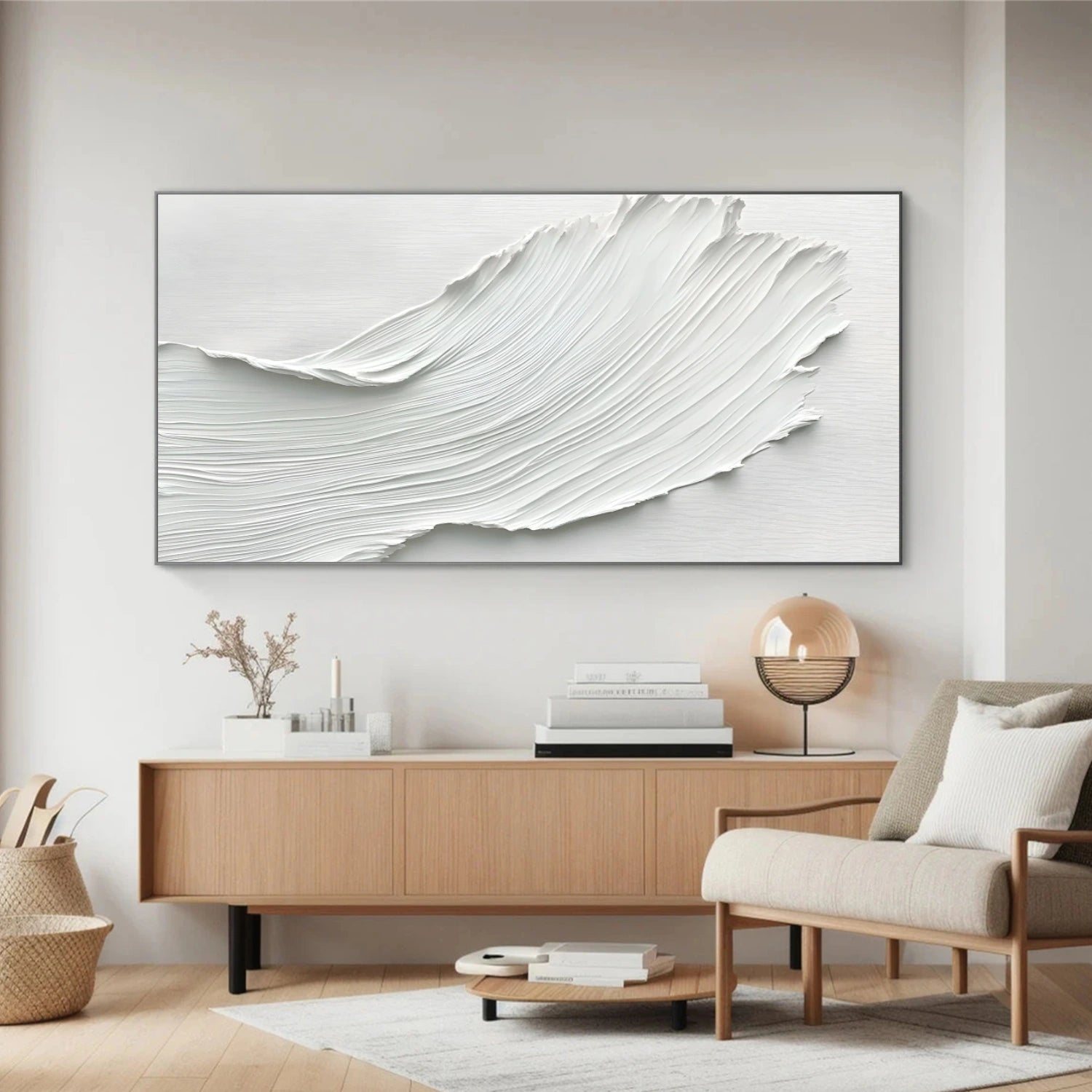 White Textured Minimalist Wall Art #WT194
