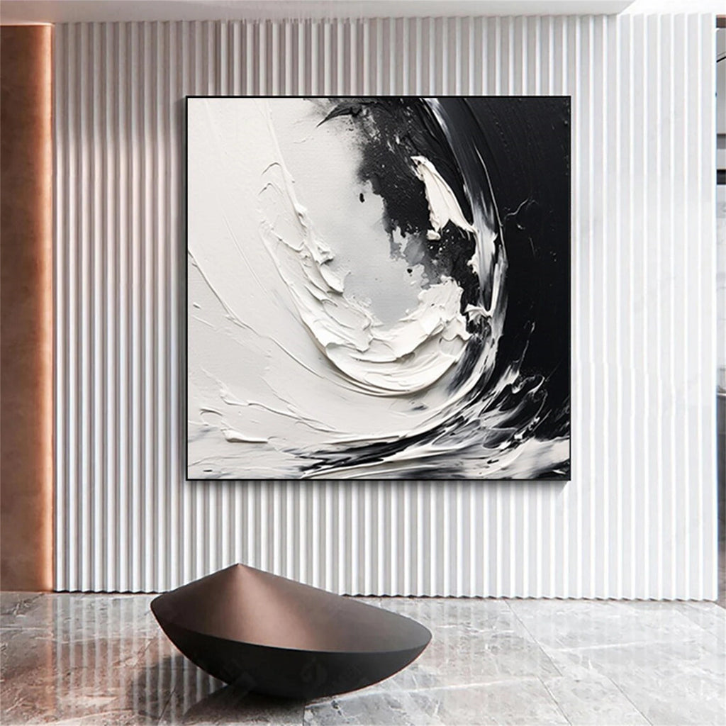 White Minimalist Textured Canvas Art #BT077