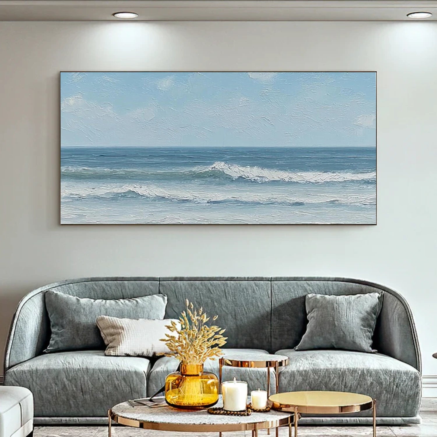 Sky And Ocean Abstract Textured Wall Art #SO381