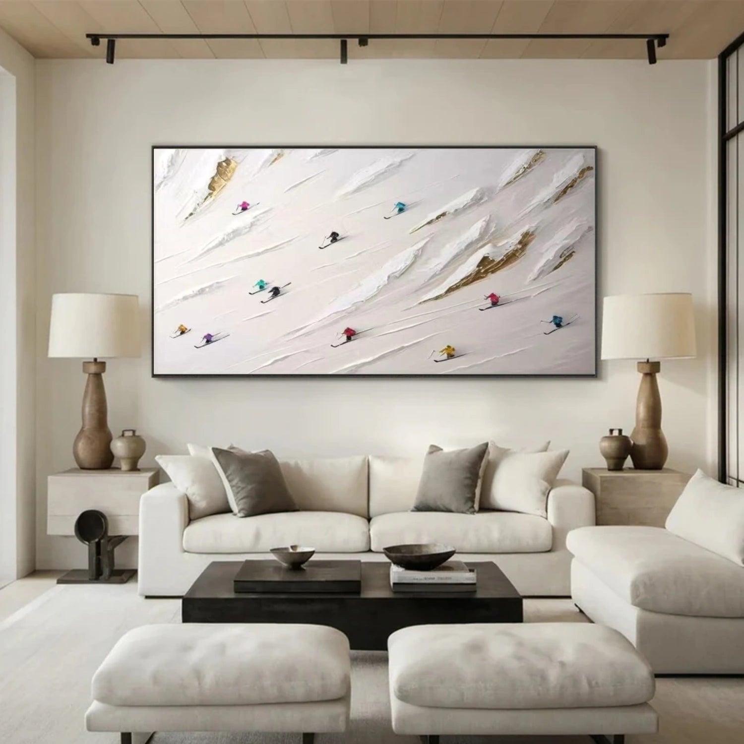 Skiing Sport Textured Wall Art #BA016