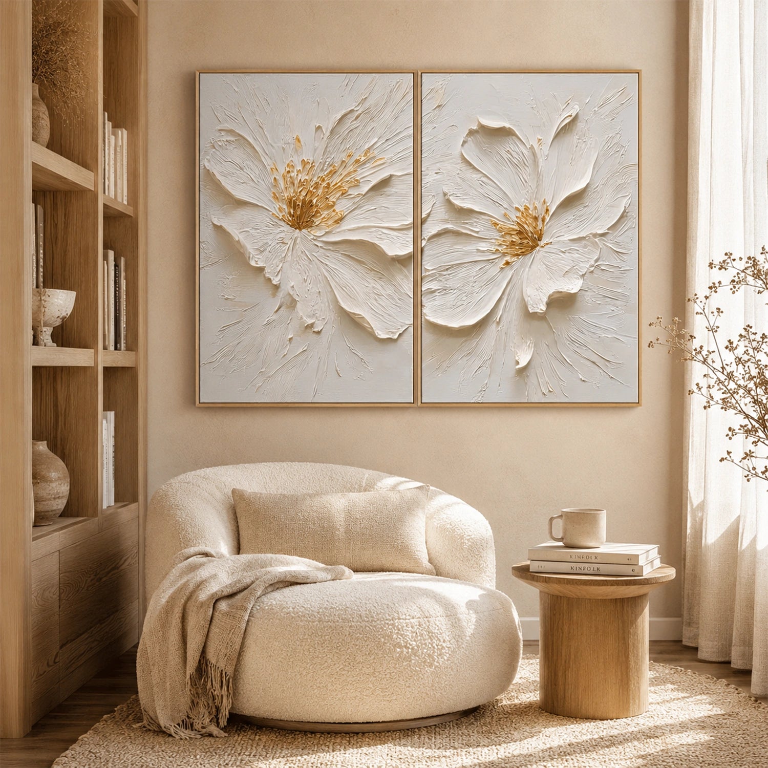 Flower Abstract Textured Wall Art Set of 2 #TF218