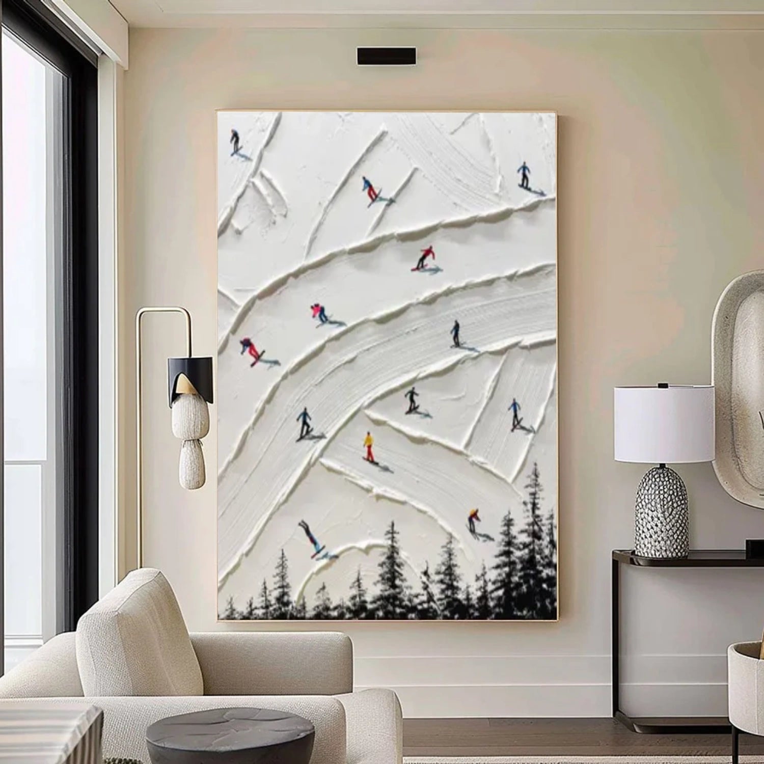 Skiing Sport Textured Wall Art #BA036