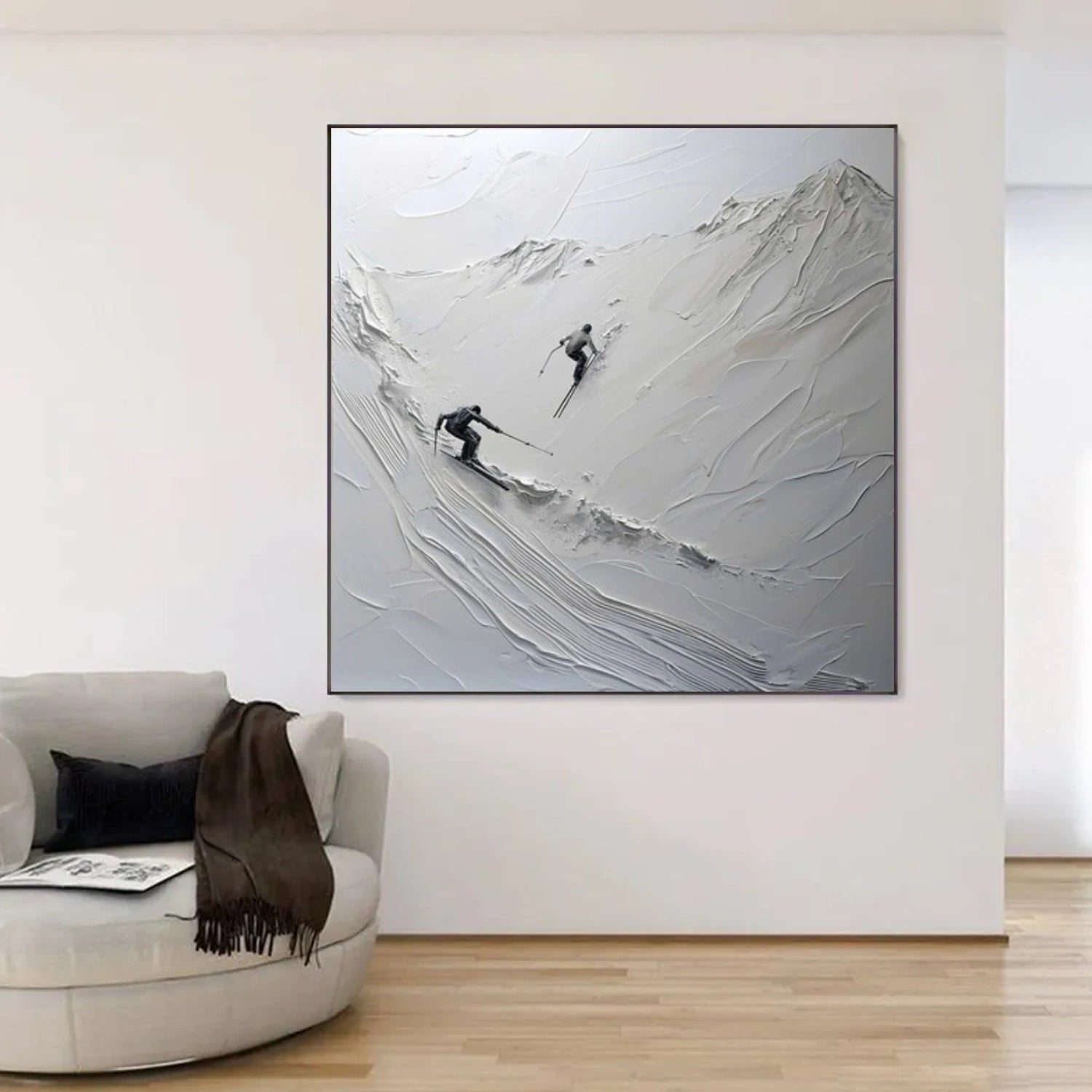 Skiing Sport Textured Wall Art #BA035