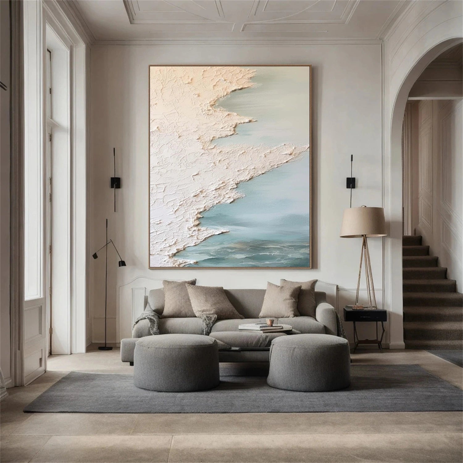 Sky And Ocean Abstract Textured Wall Art #SO275