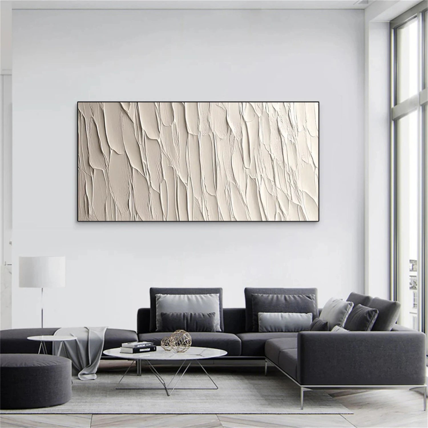 White Textured Minimalist Wall Art #WT193