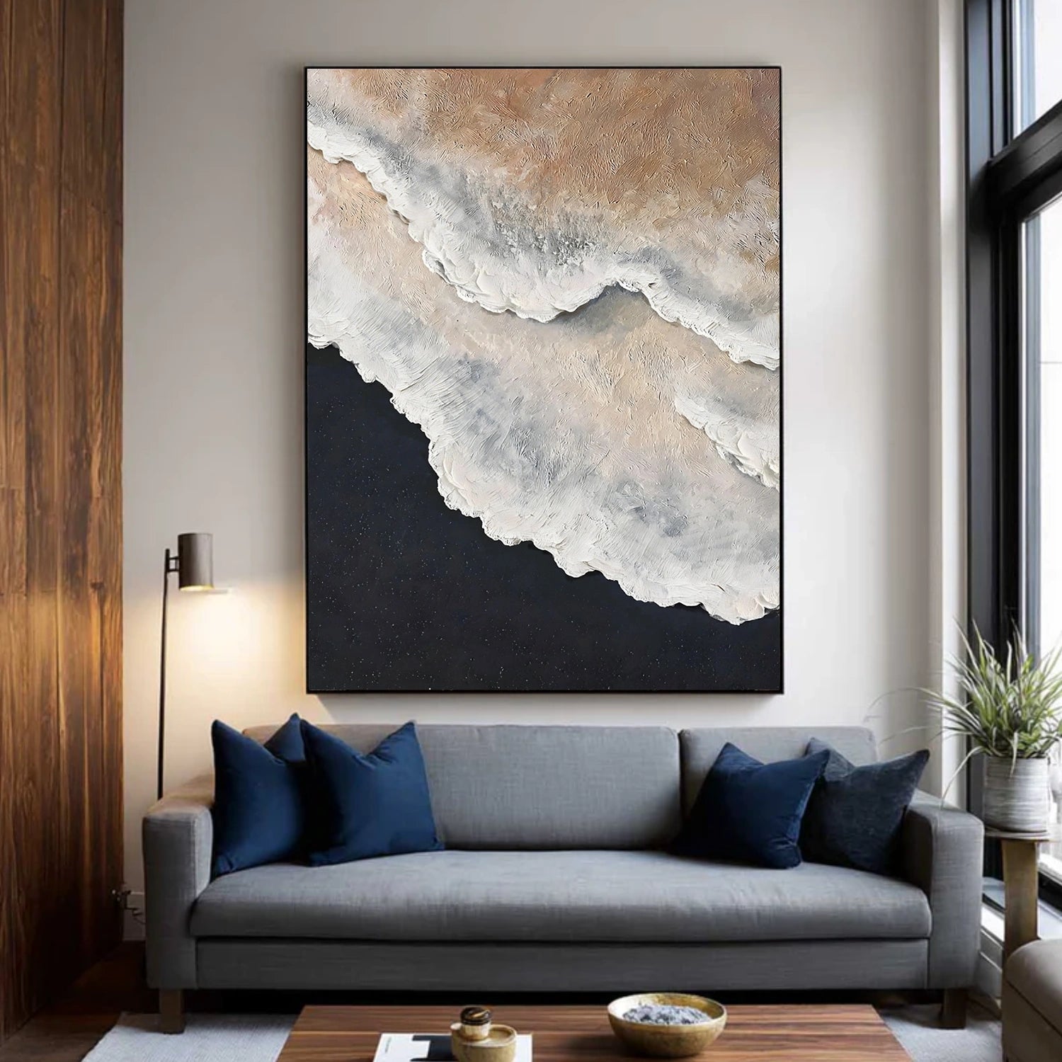 Sky And Ocean Abstract Textured Wall Art #SO394