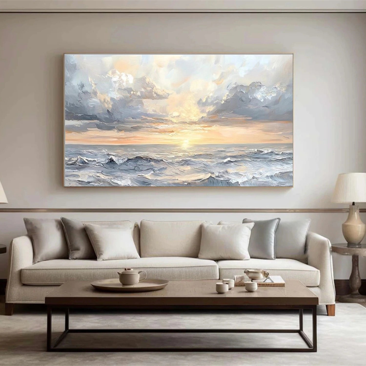 Sky And Ocean Abstract Textured Wall Art #SO350