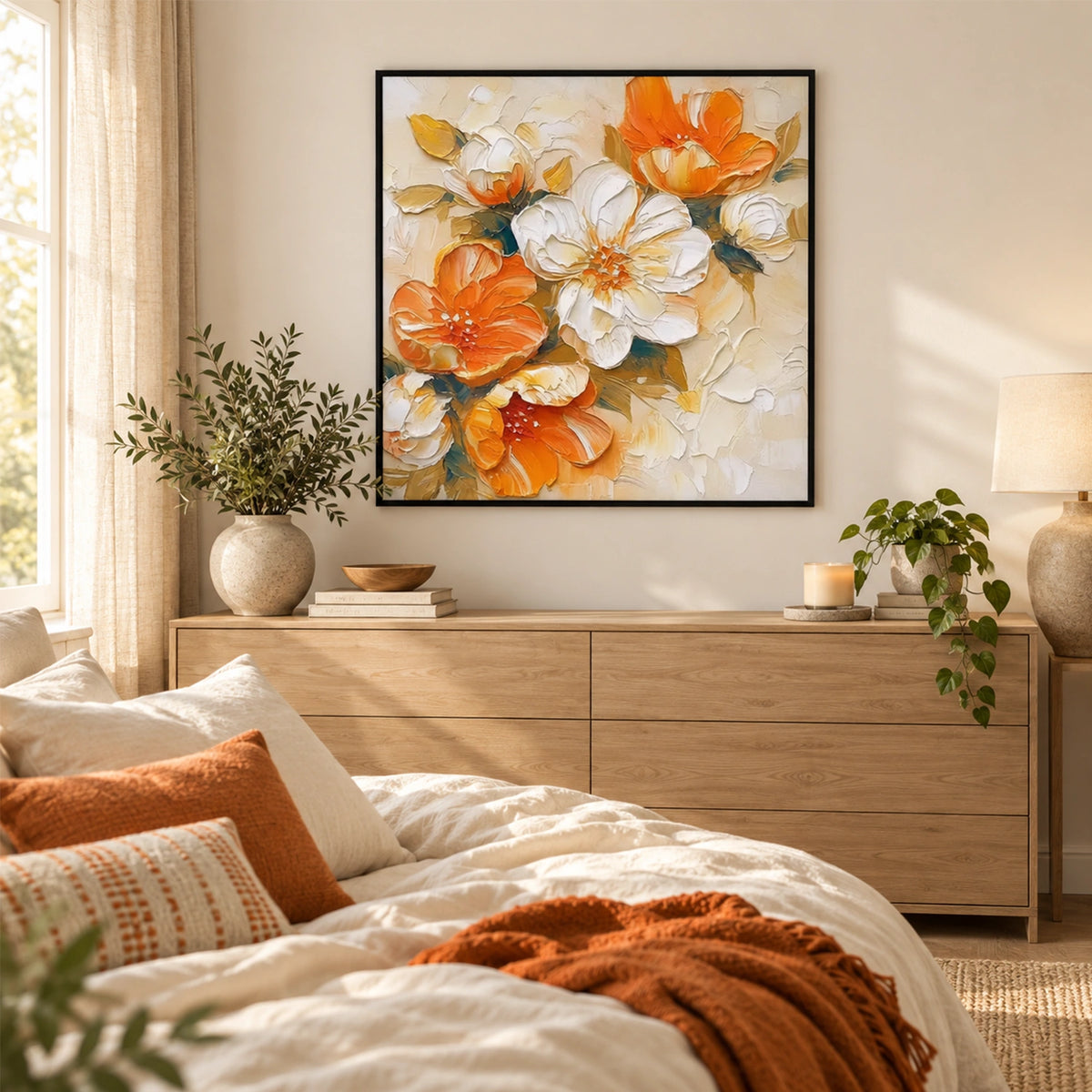 Tree And Flower Abstract Textured Wall Art #TF224
