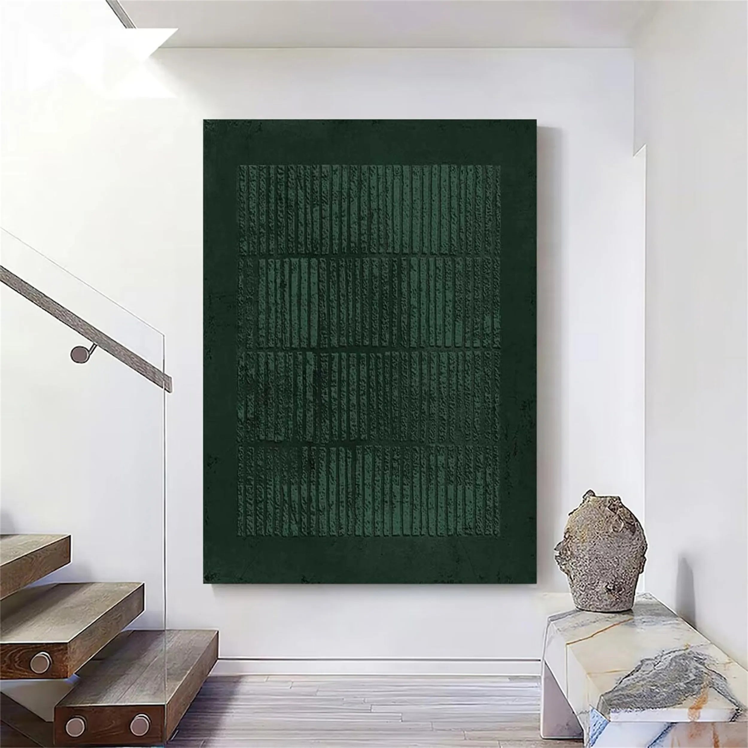 Green Textured Minimalist Wall Art #GT013