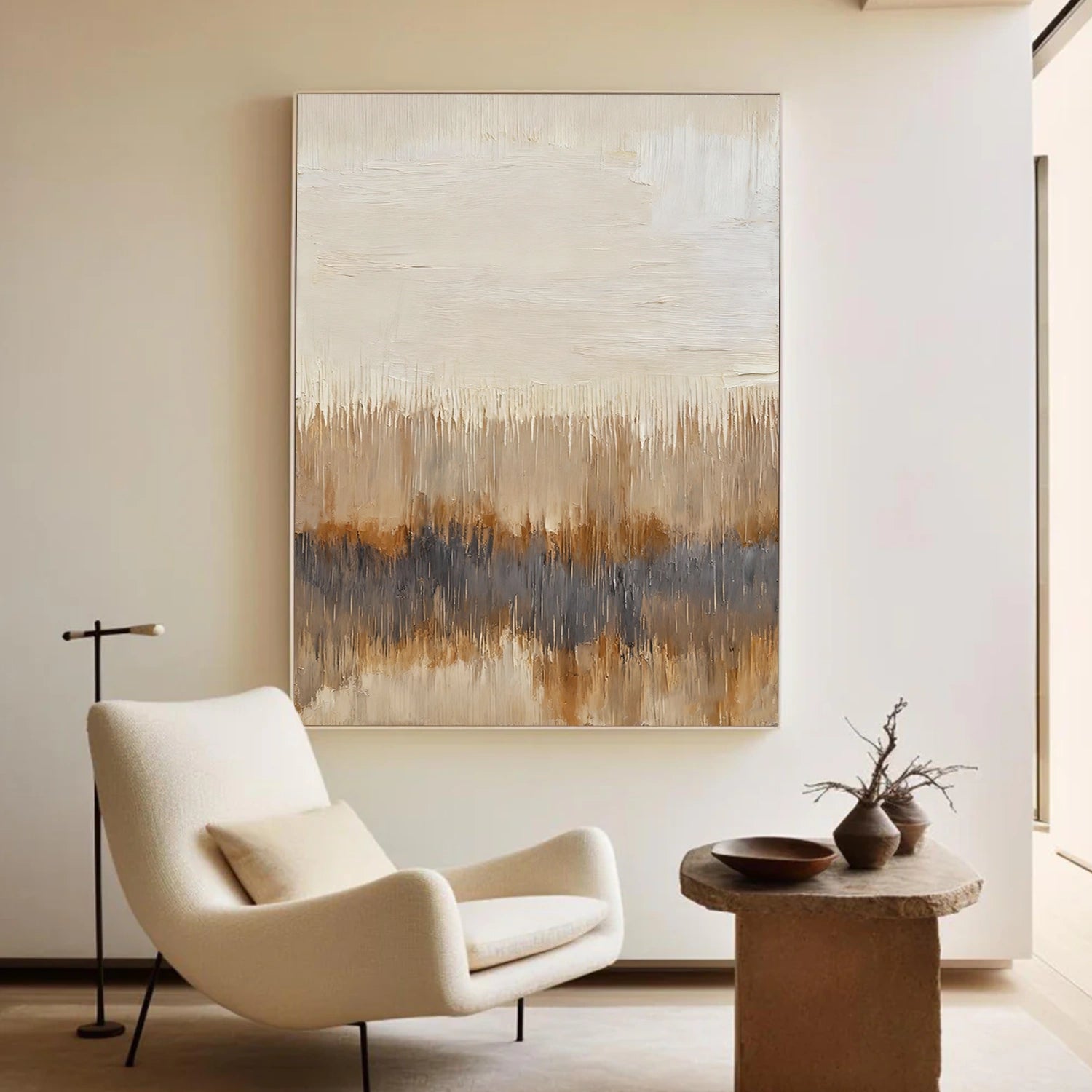 Beige and Brown Abstract Wall Art #AW191