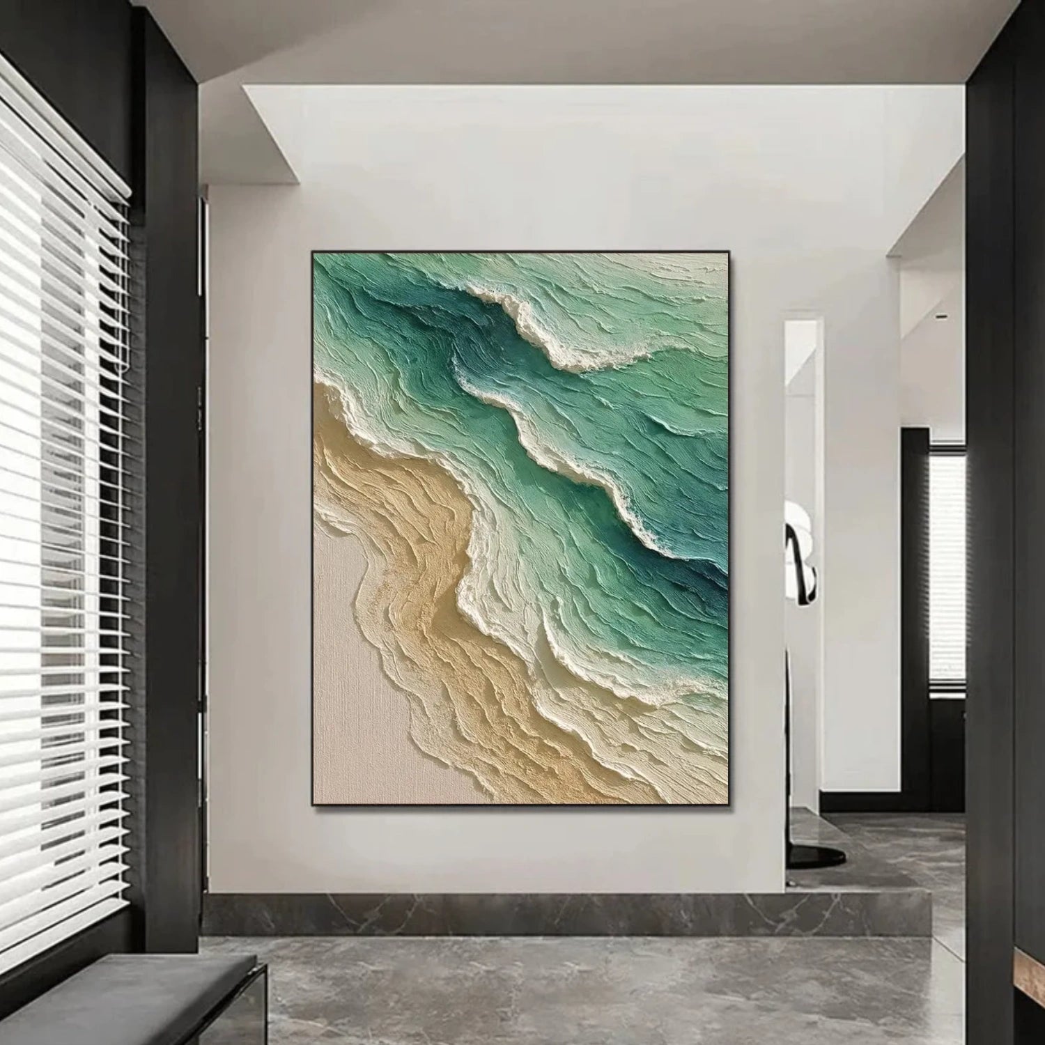Sky And Ocean Abstract Textured Wall Art #SO354