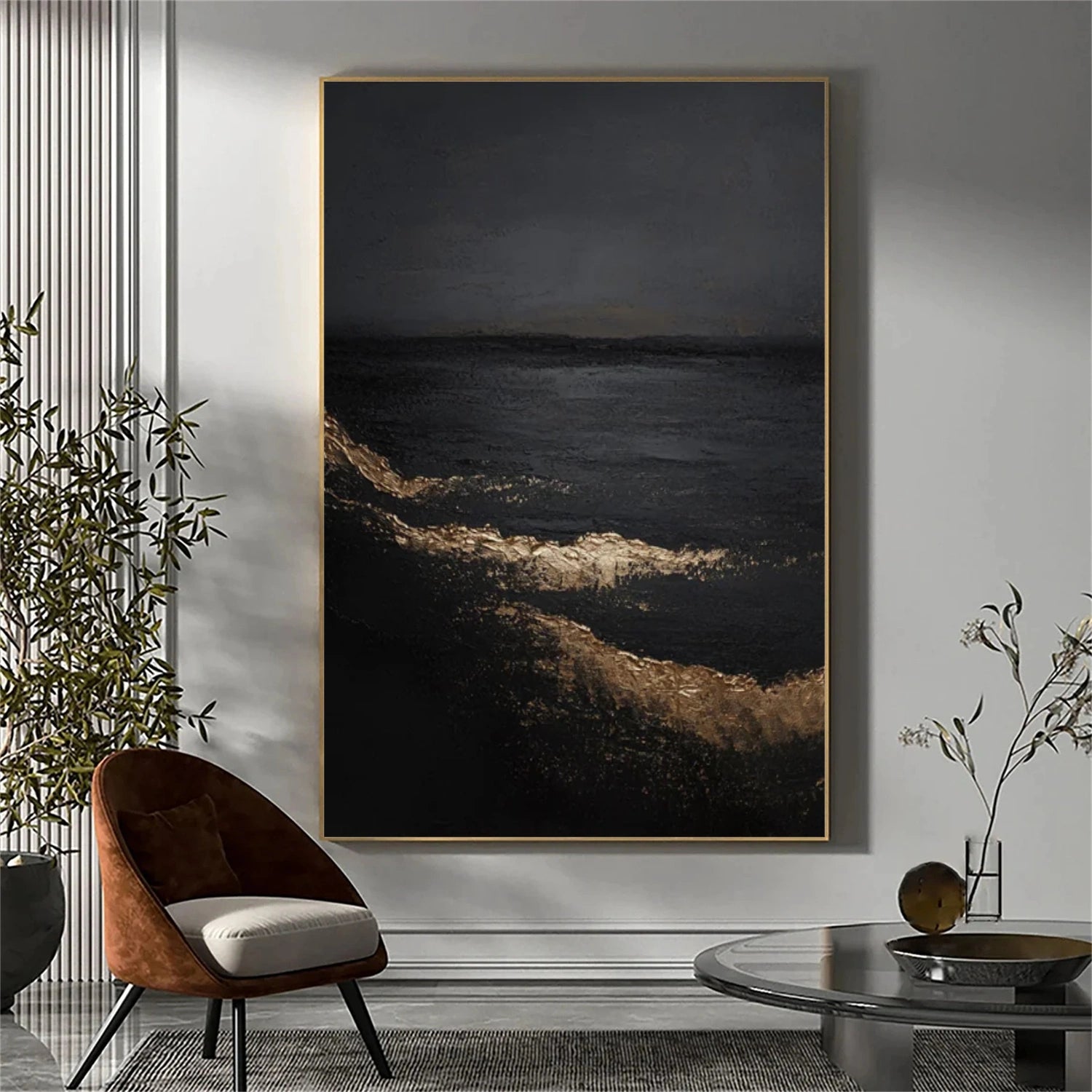 Black Minimalist Textured Canvas Art #BT087