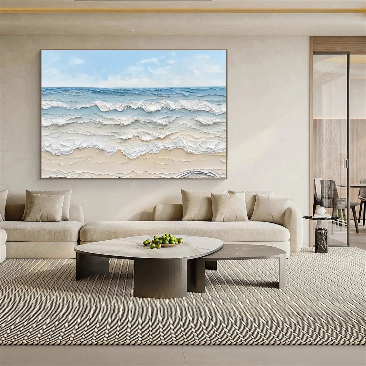 Sky And Ocean Abstract Textured Wall Art #SO311