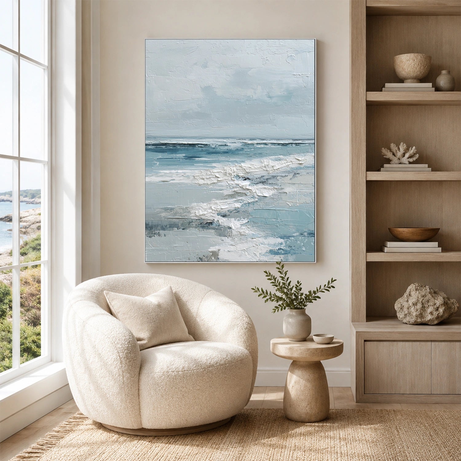 Sky And Ocean Abstract Textured Wall Art #SO442