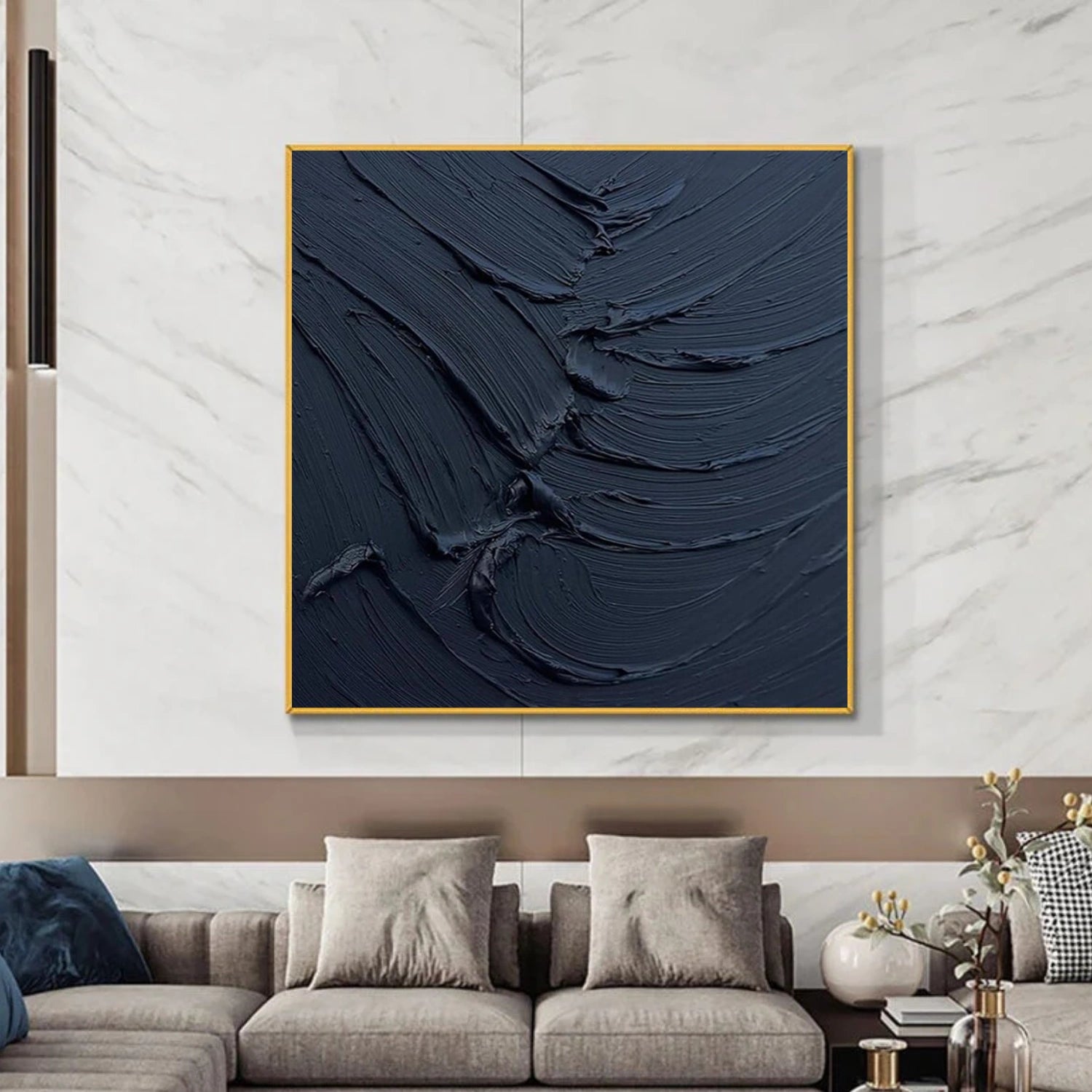 Black Minimalist Textured Canvas Art #BT094
