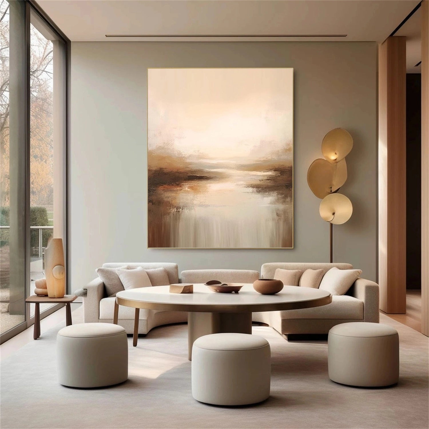 Beige & Brown Abstract Wall Art #AW146