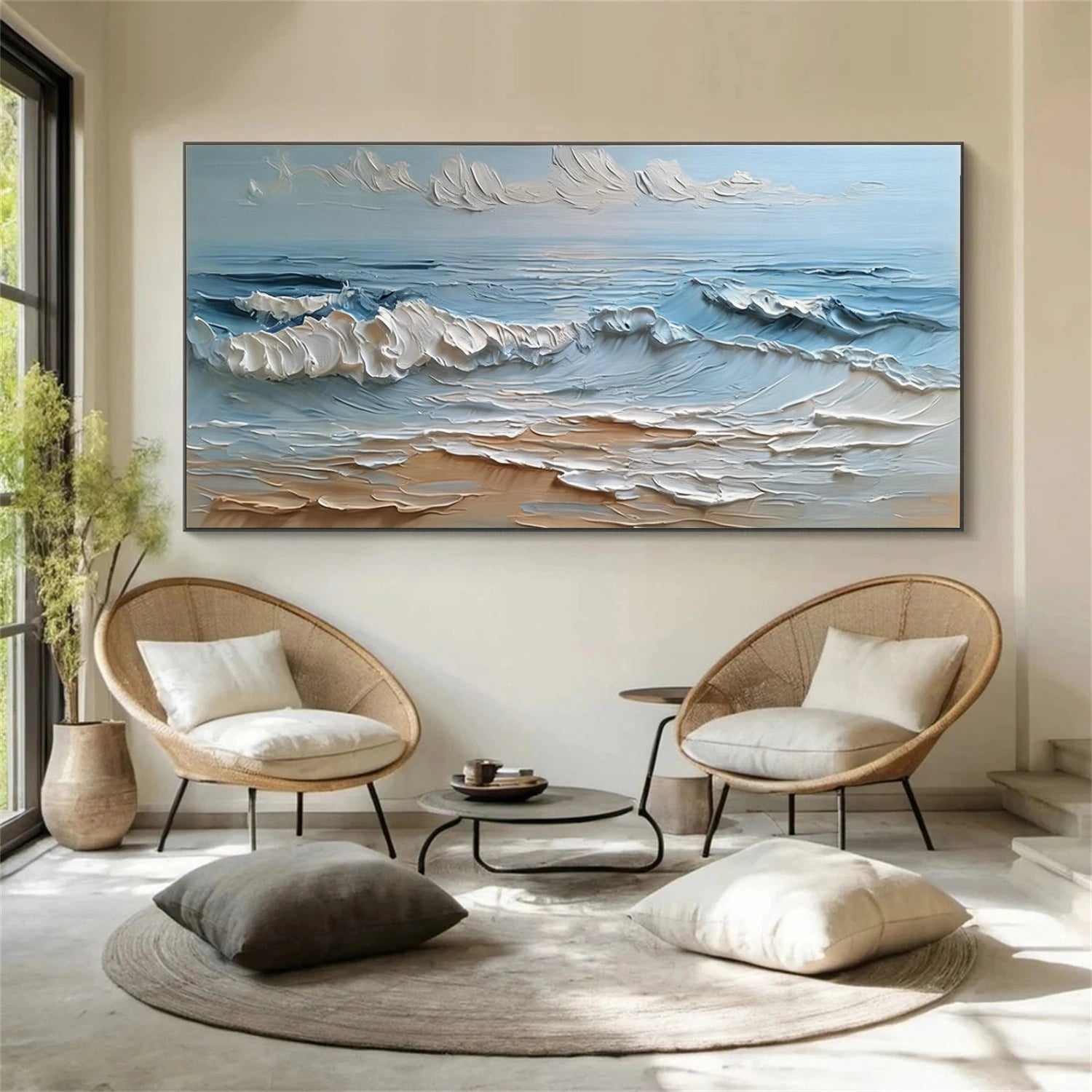 Sky And Ocean Abstract Textured Wall Art #SO411