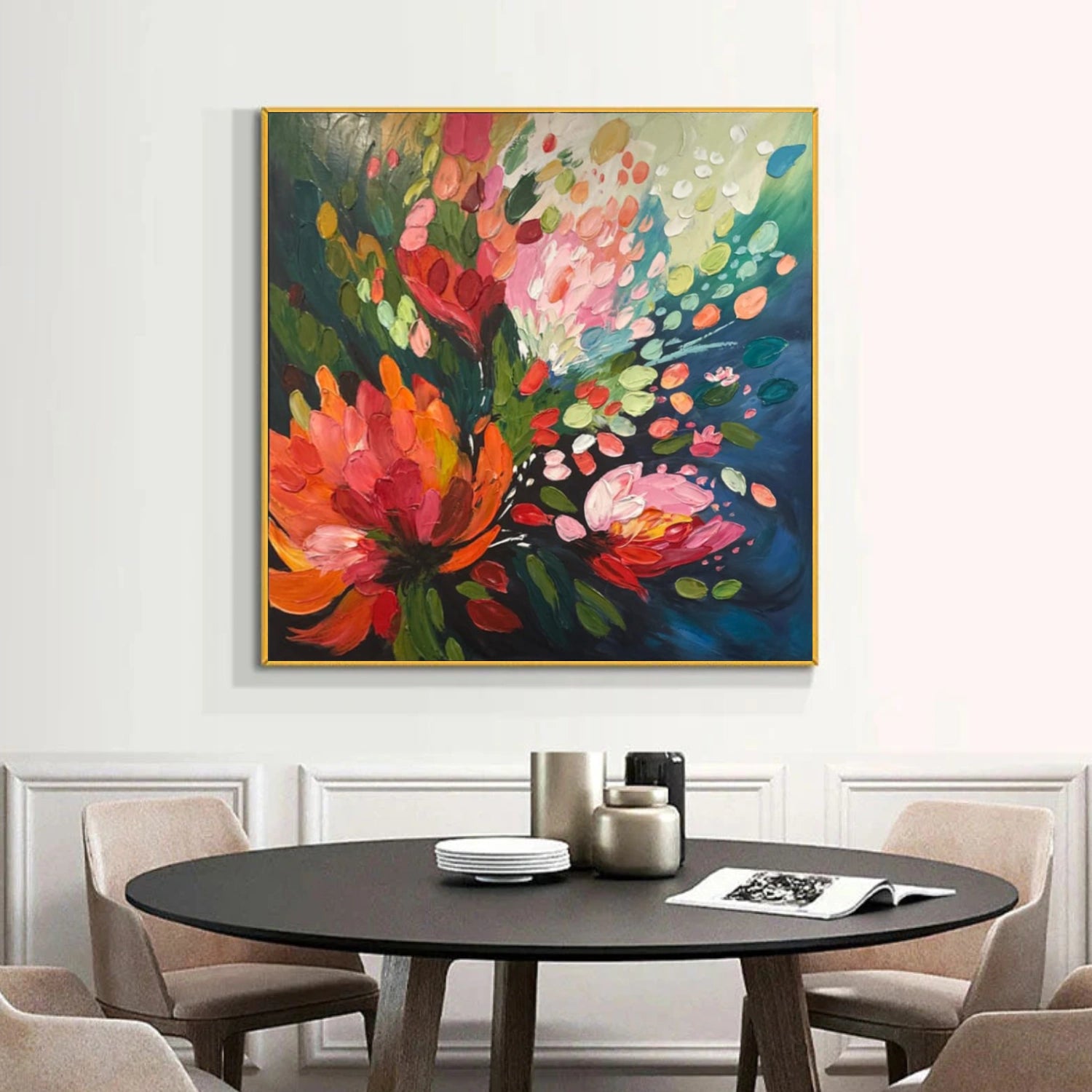 Colorful Tree And Flower Abstract Textured Wall Art #TF180