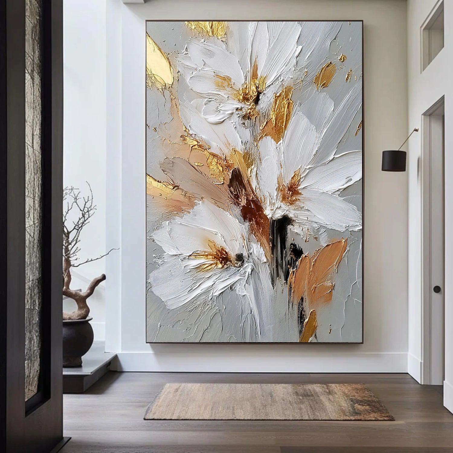 Tree And Flower Abstract Textured  Wall Art #TF187