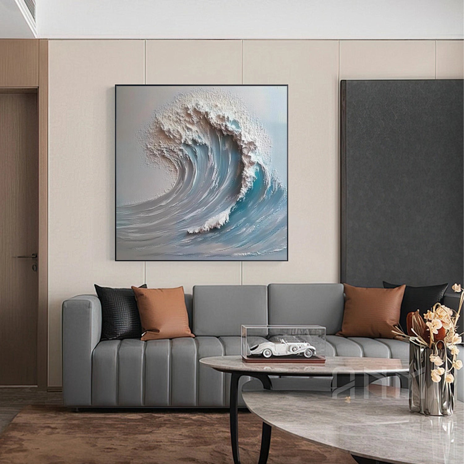 Sky And Ocean Abstract Textured Wall Art #SO298