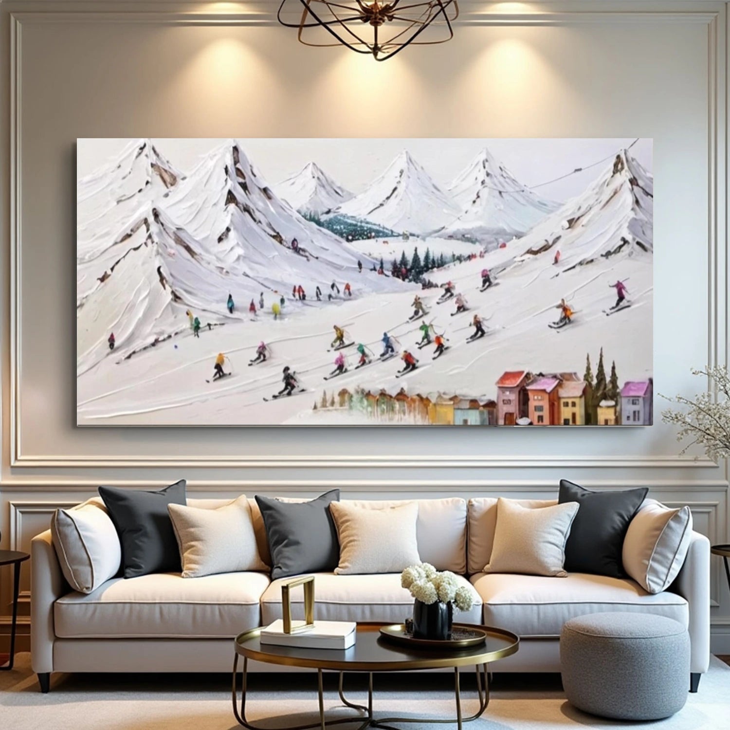 Skiing Sport Textured Wall Art #BA023