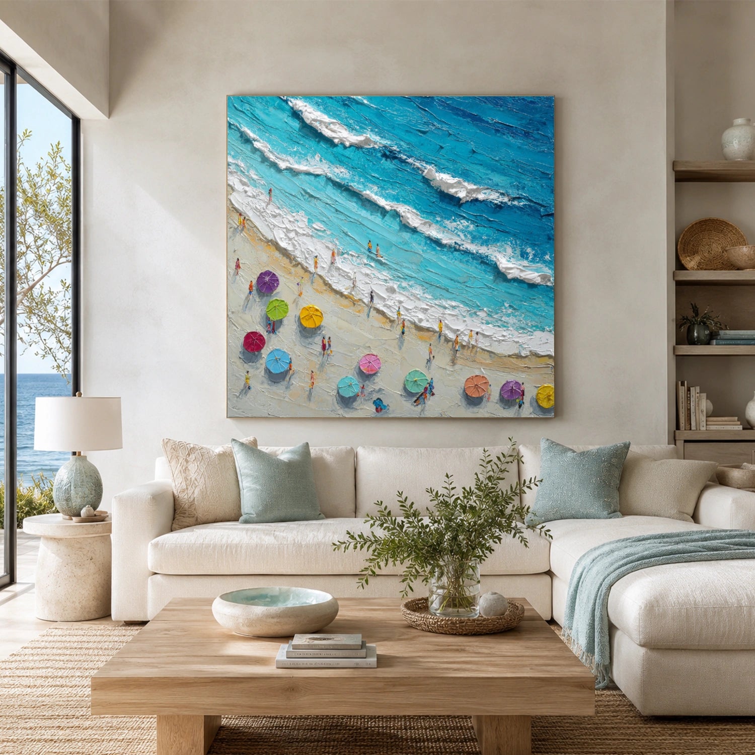 Sky And Ocean Abstract Textured Wall Art #SO421