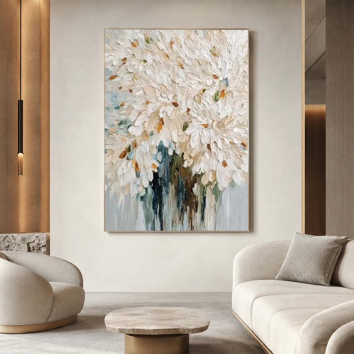 Tree And Flower Abstract Textured Wall Art #TF234