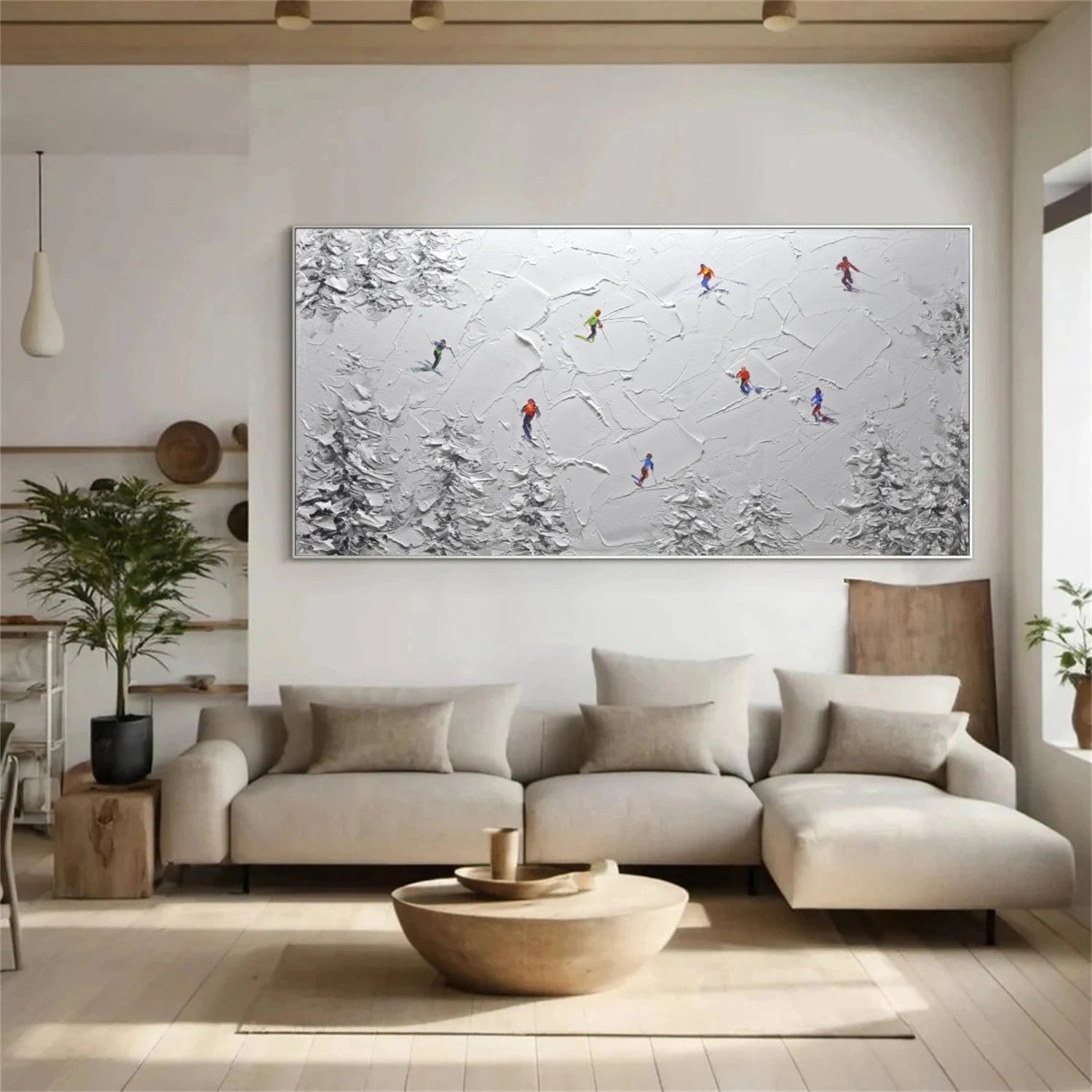 Skiing Sport Textured Wall Art #BA027