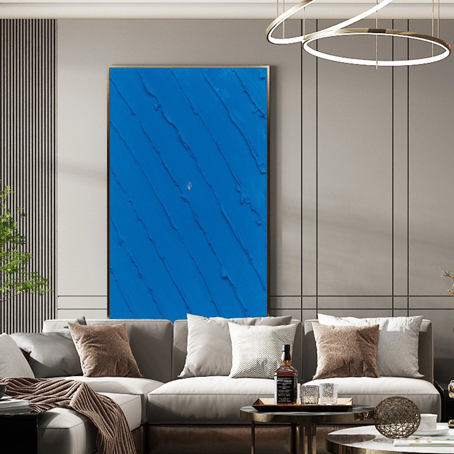 Blue Sky And Ocean Abstract Textured Wall Art #SO272