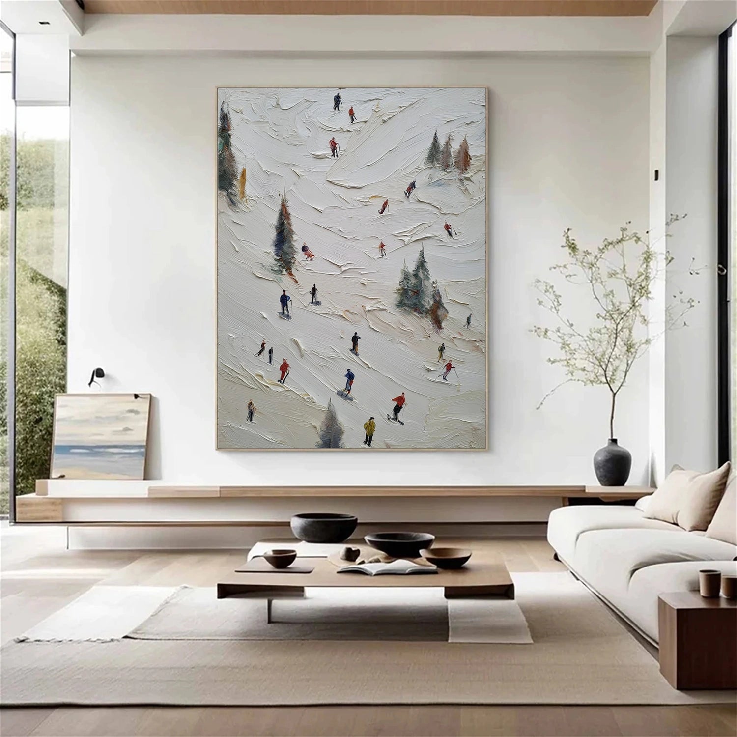 Skiing Sport Textured Wall Art #BA040