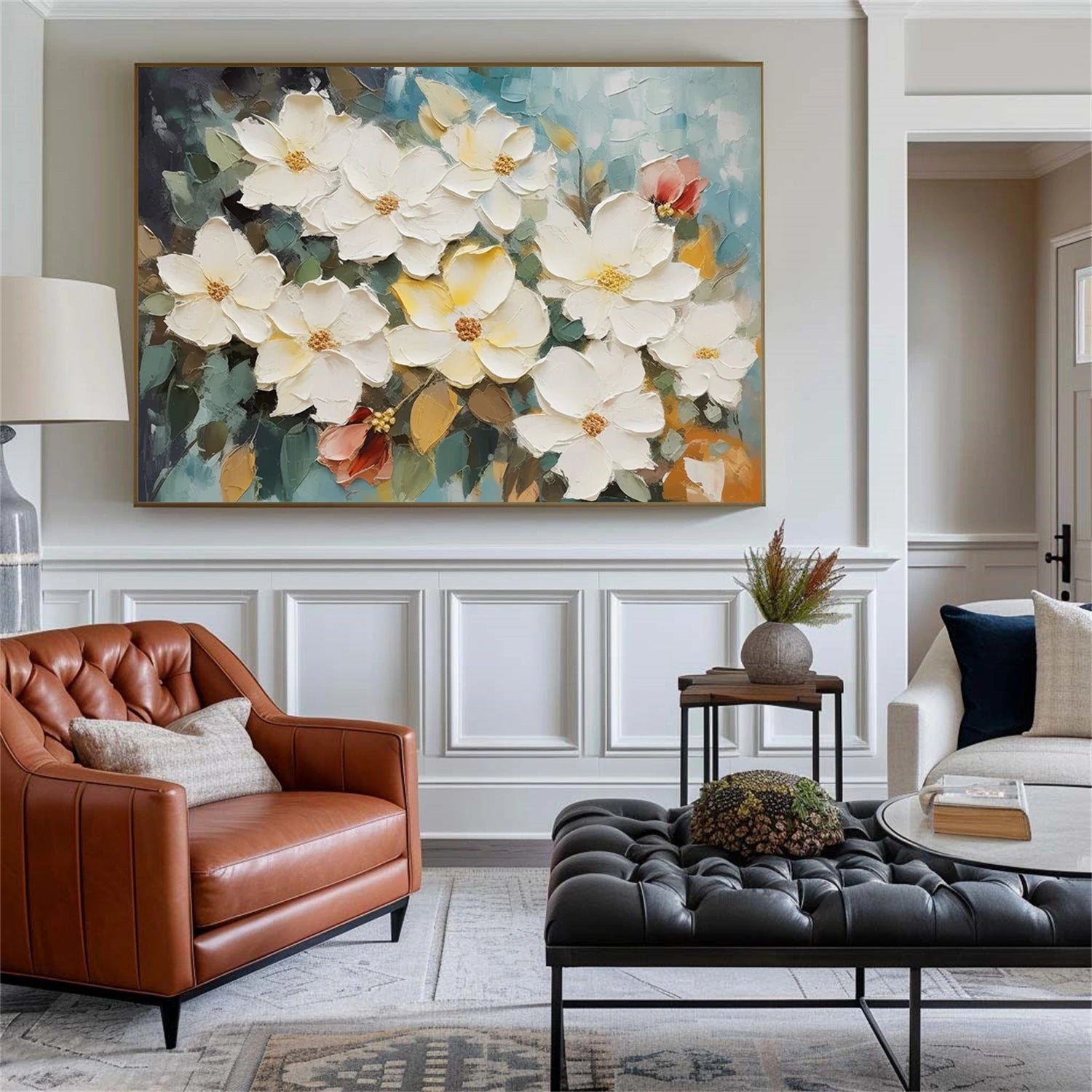 Tree And Flower Abstract Textured Wall Art #TF114