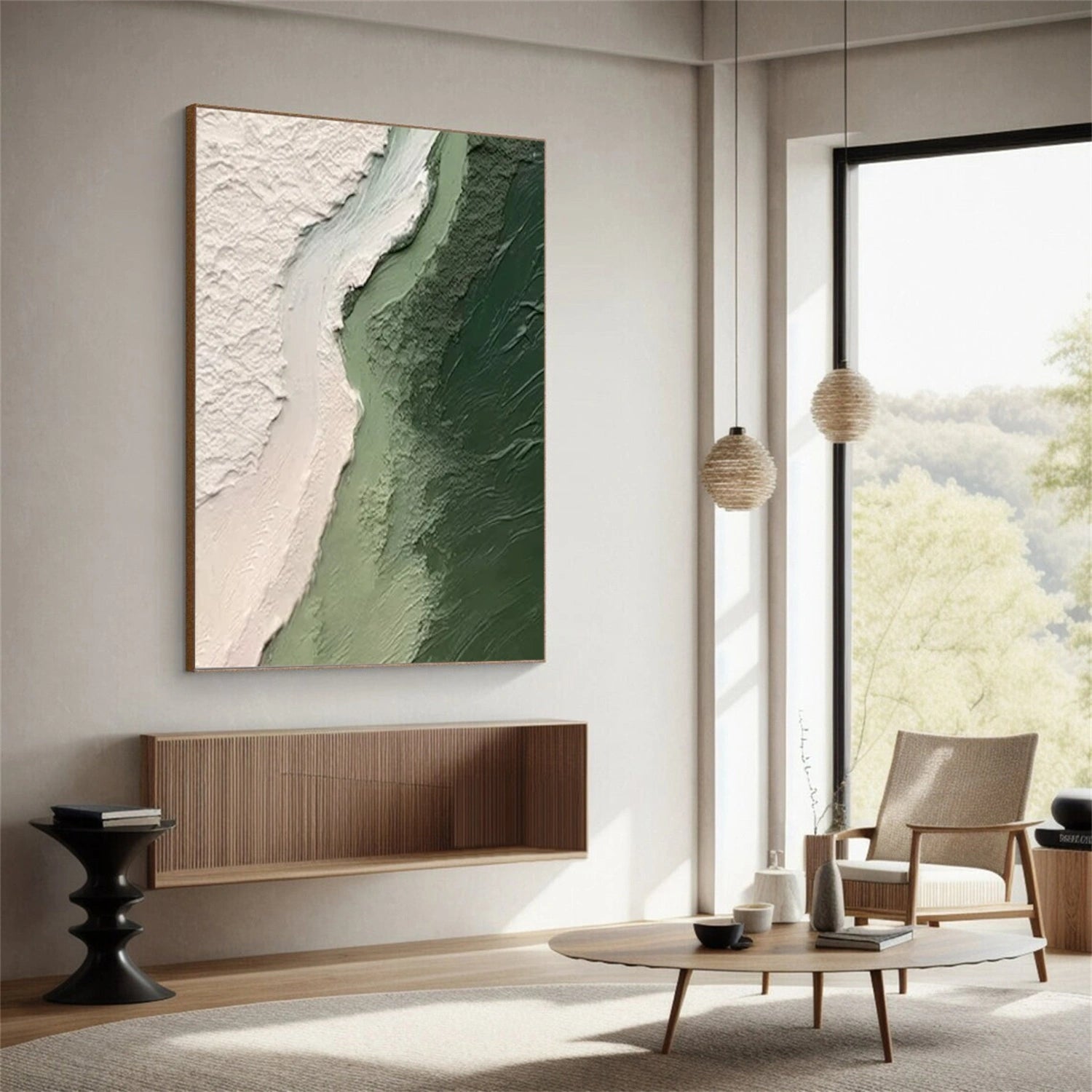 Green Textured Minimalist Wall Art #GT050