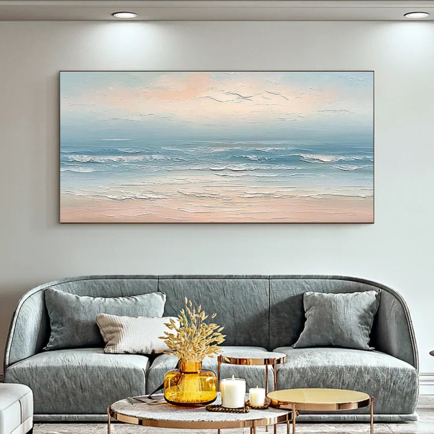Sky And Ocean Abstract Textured Wall Art #SO384