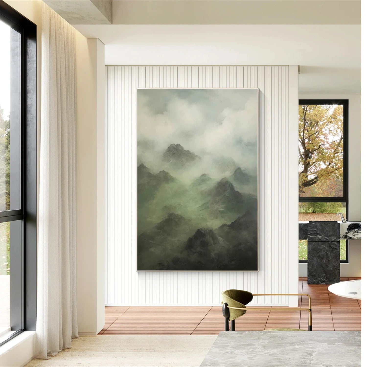 Green Minimalist Mountain Canvas Art #WT242