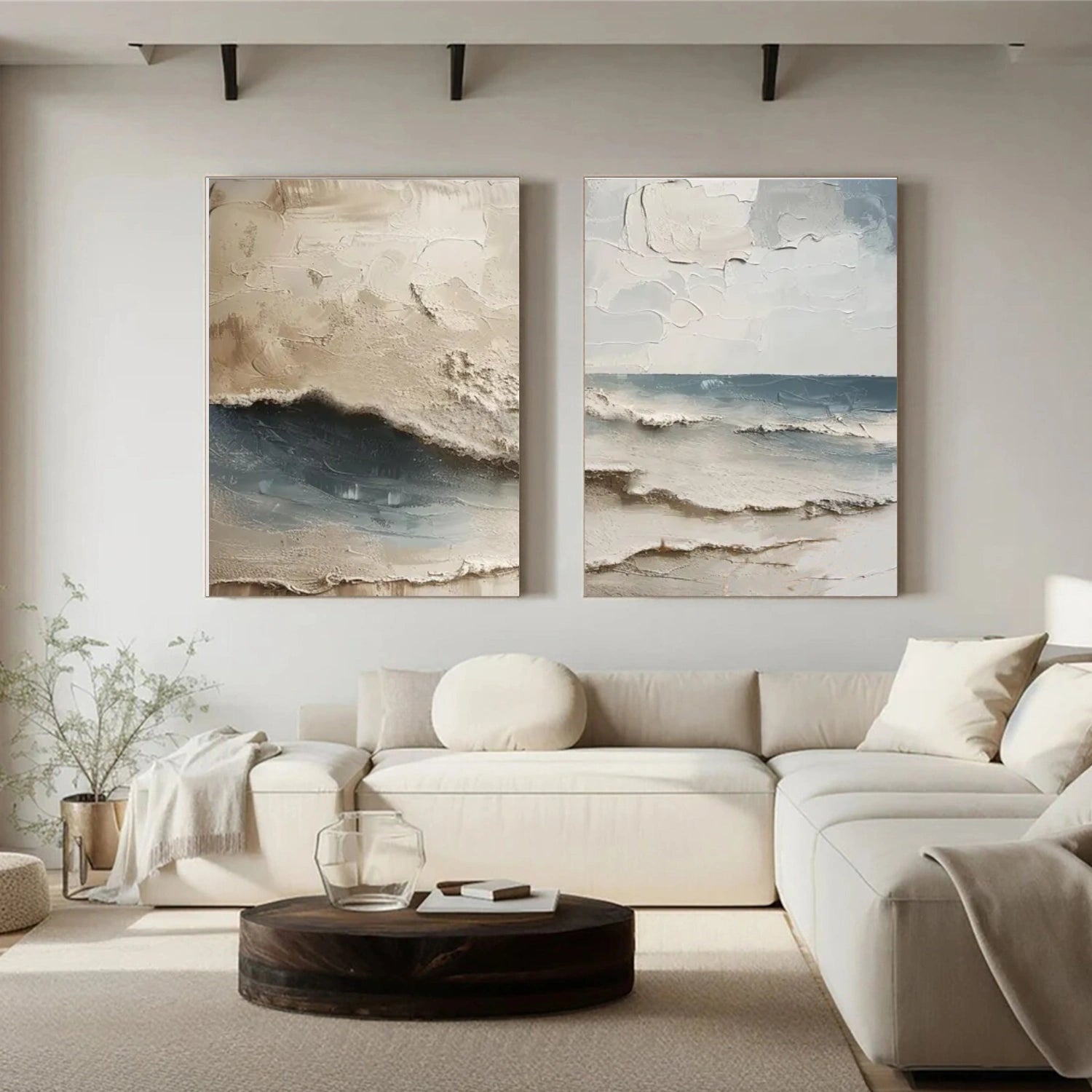 Sky And Ocean Abstract Textured Wall Art Set of 2 #SO288