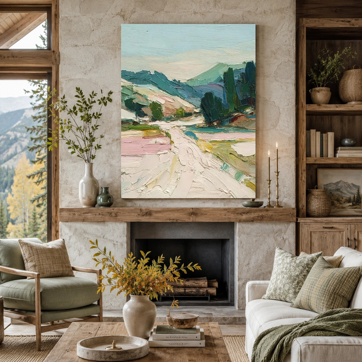 Tree And Flower Abstract Textured Wall Art #TF236